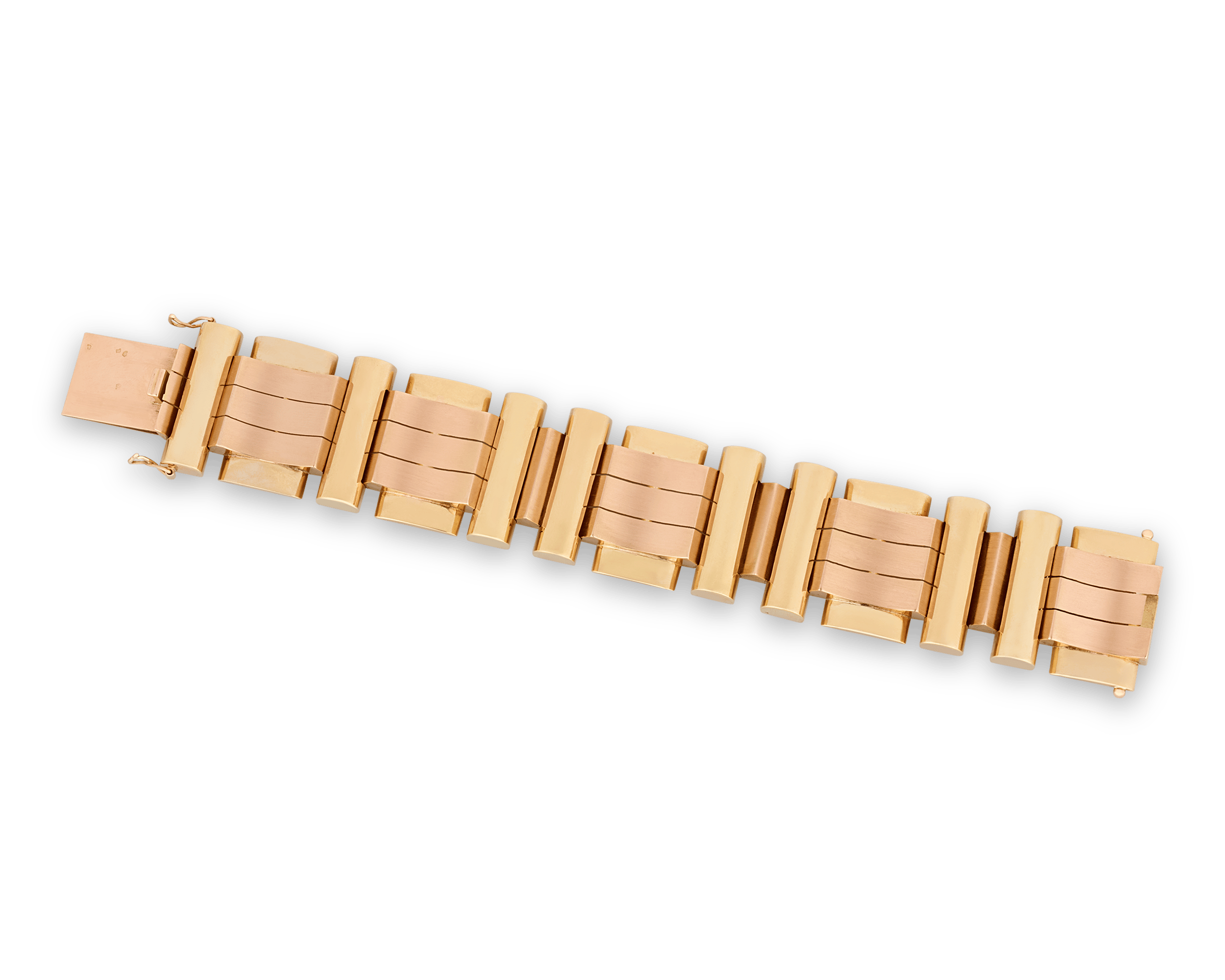 Retro Rose and Yellow Gold Tank Bracelet