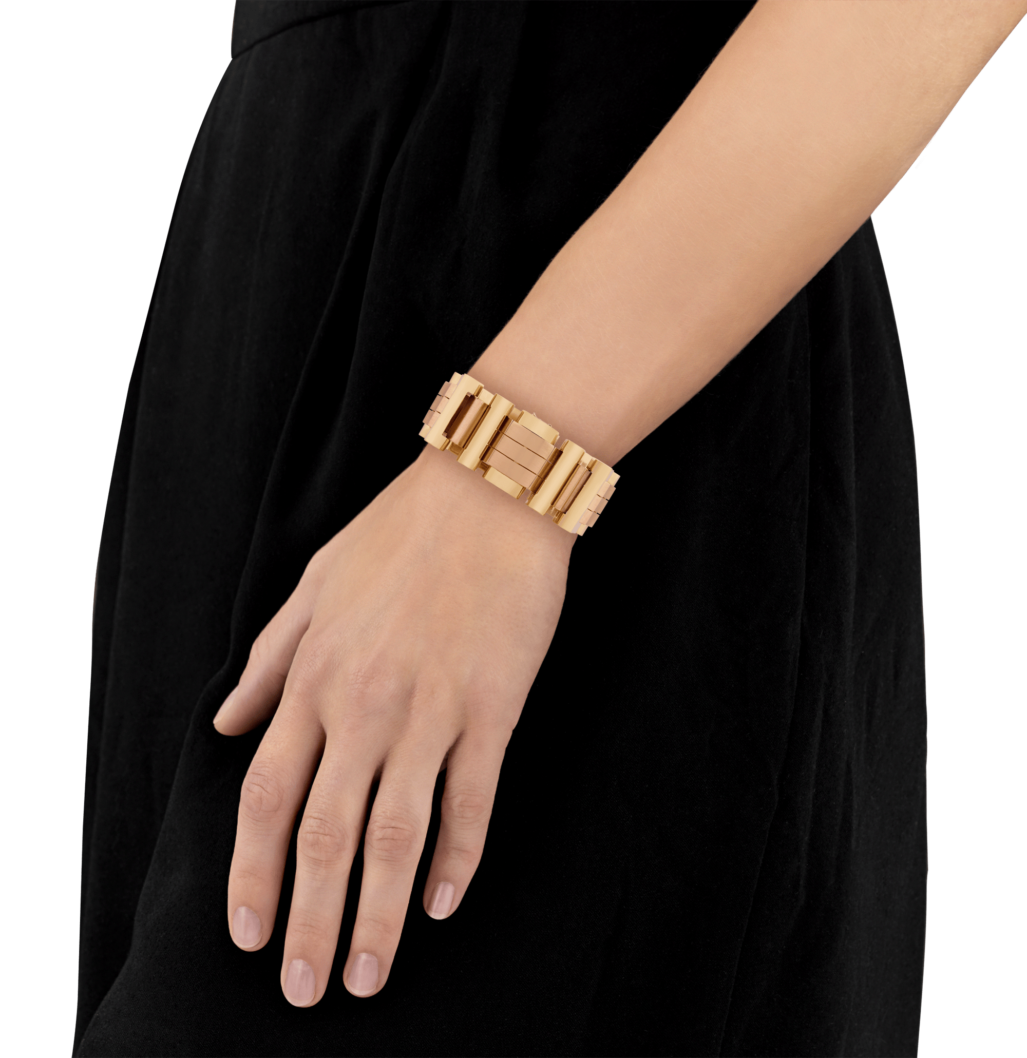 Retro Rose and Yellow Gold Tank Bracelet