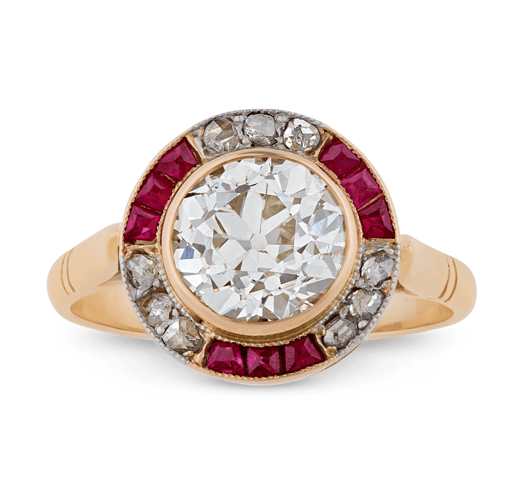 Art Deco Diamond Target Ring, 2.60 carats