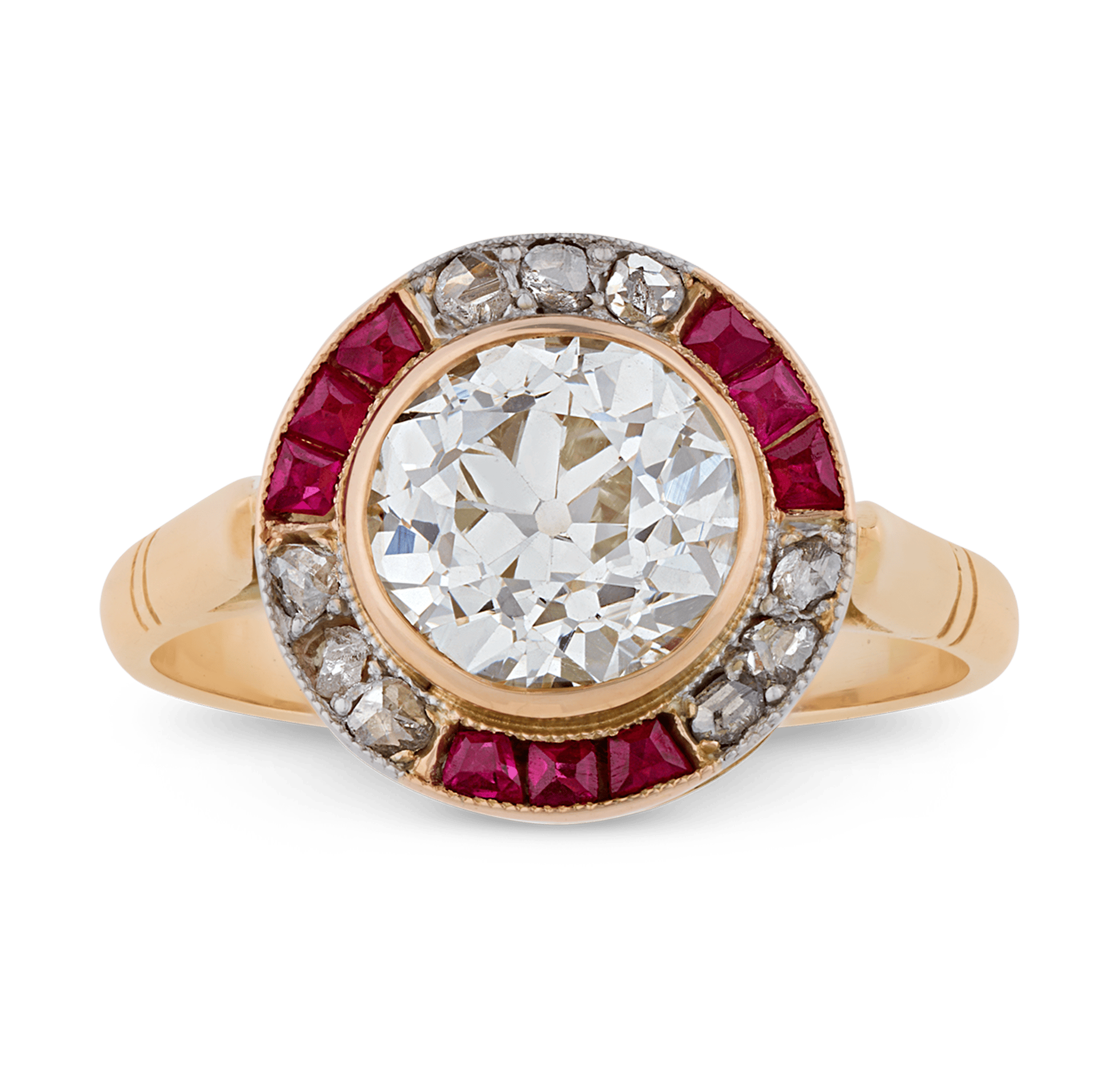 Art Deco Diamond Target Ring, 2.60 carats