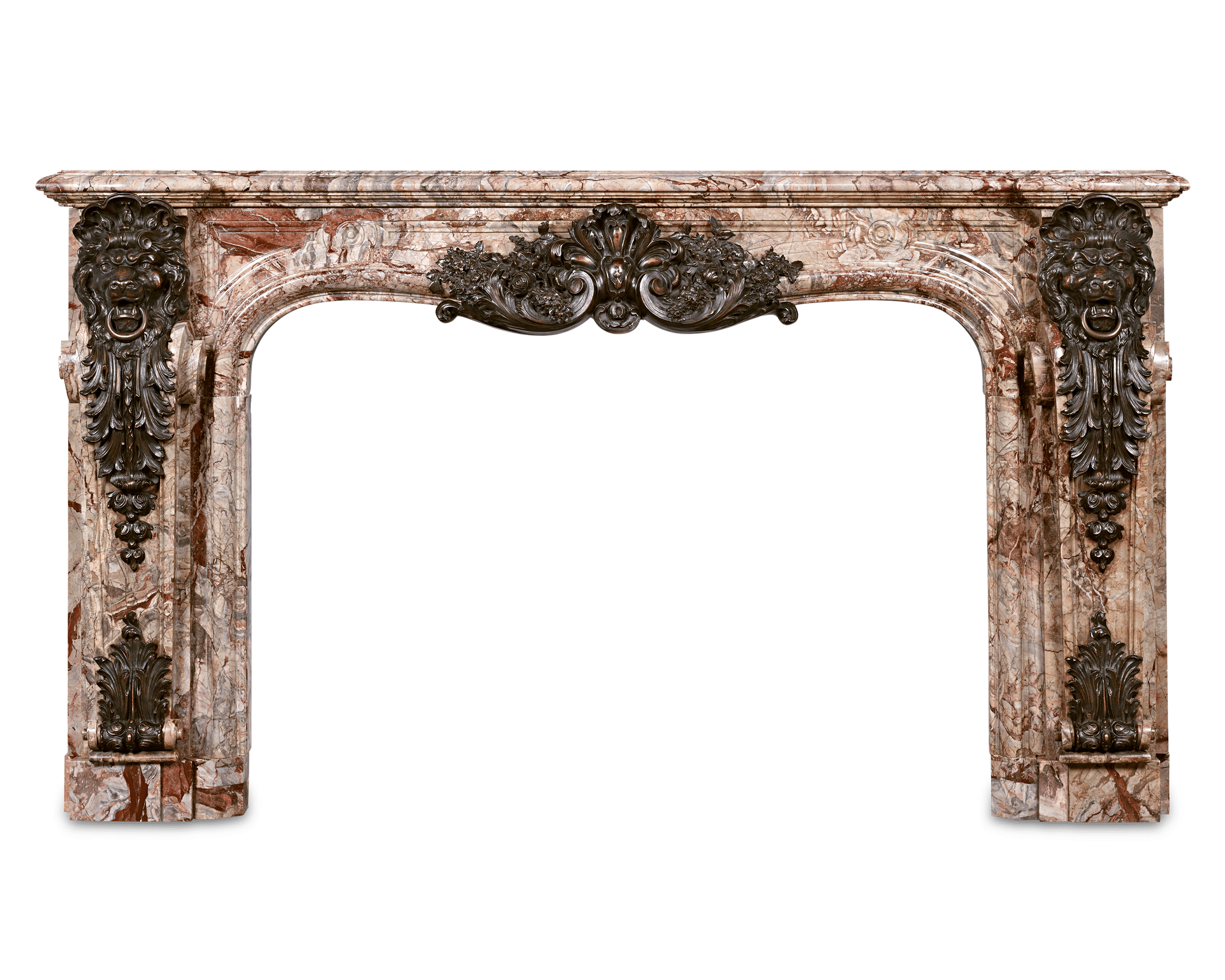 French Marble and Bronze Mantel