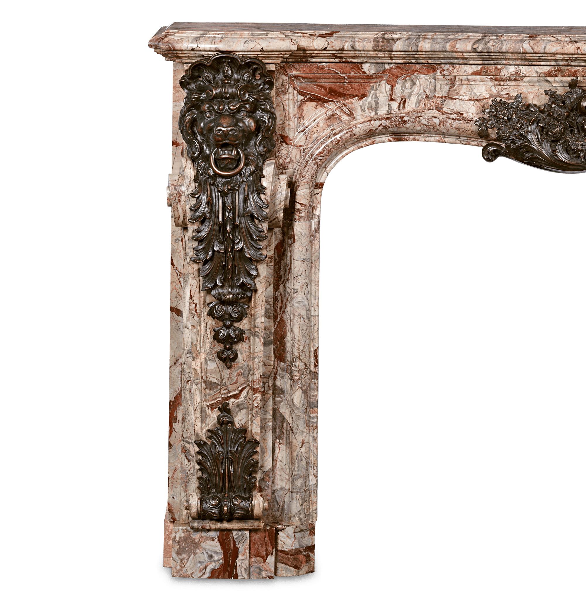 French Marble and Bronze Mantel