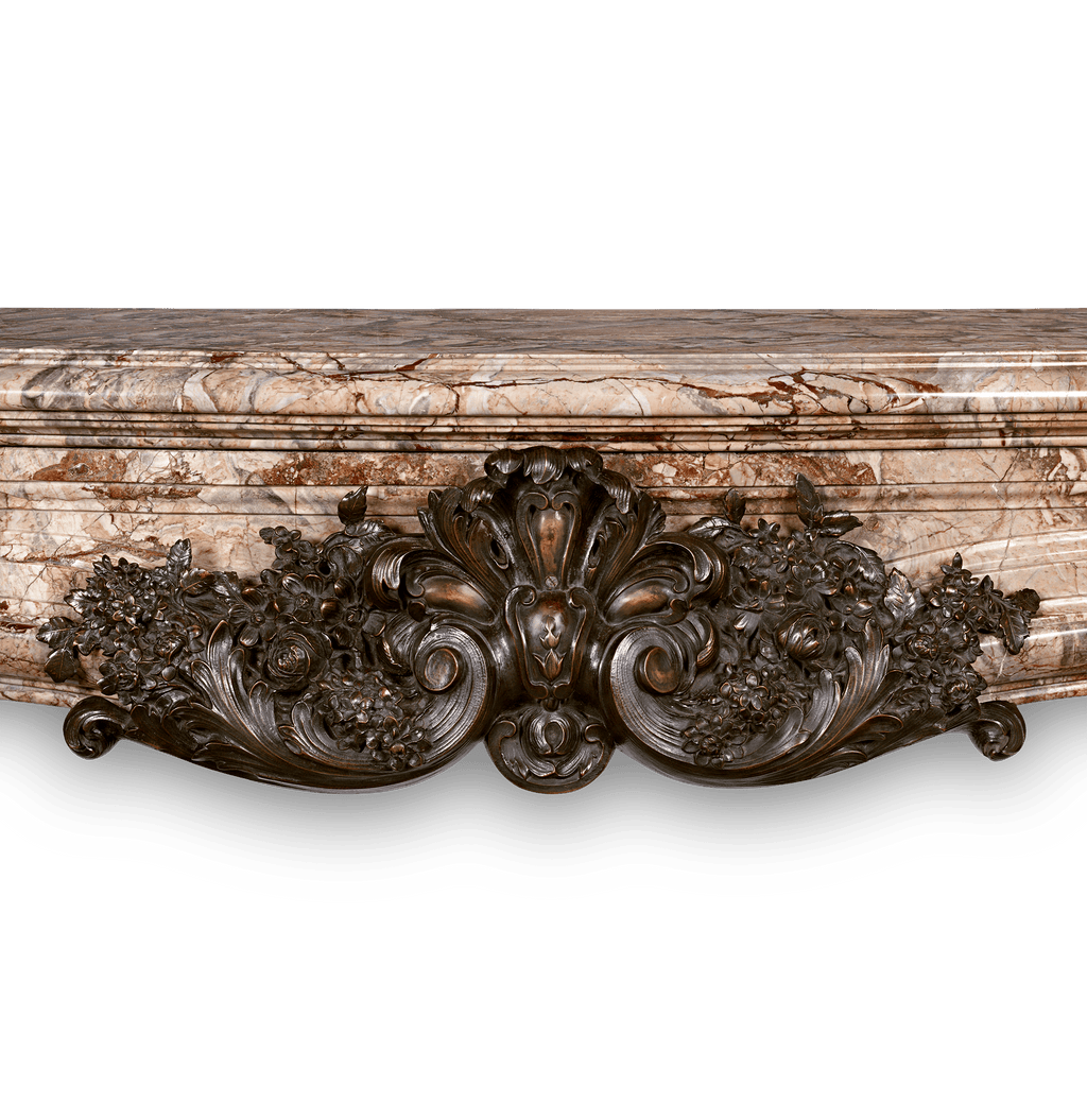 French Marble and Bronze Mantel