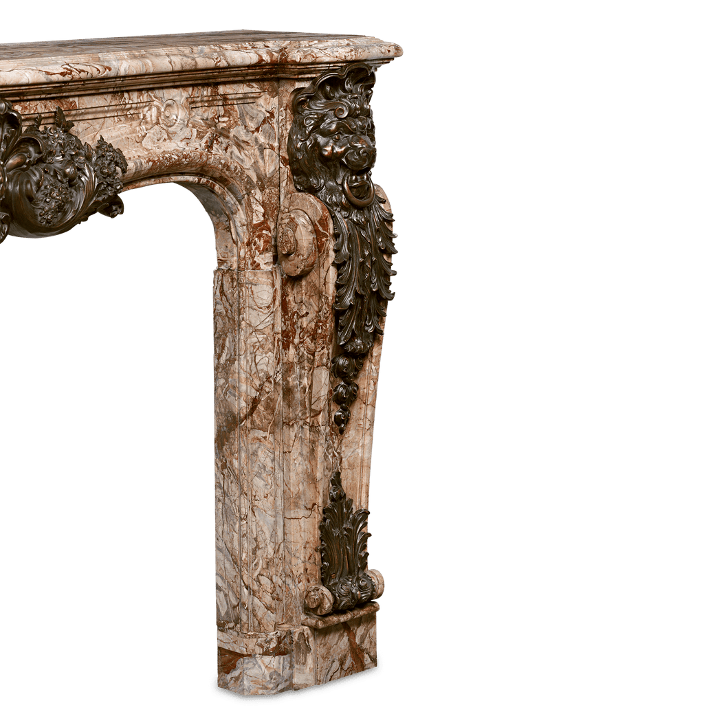 French Marble and Bronze Mantel