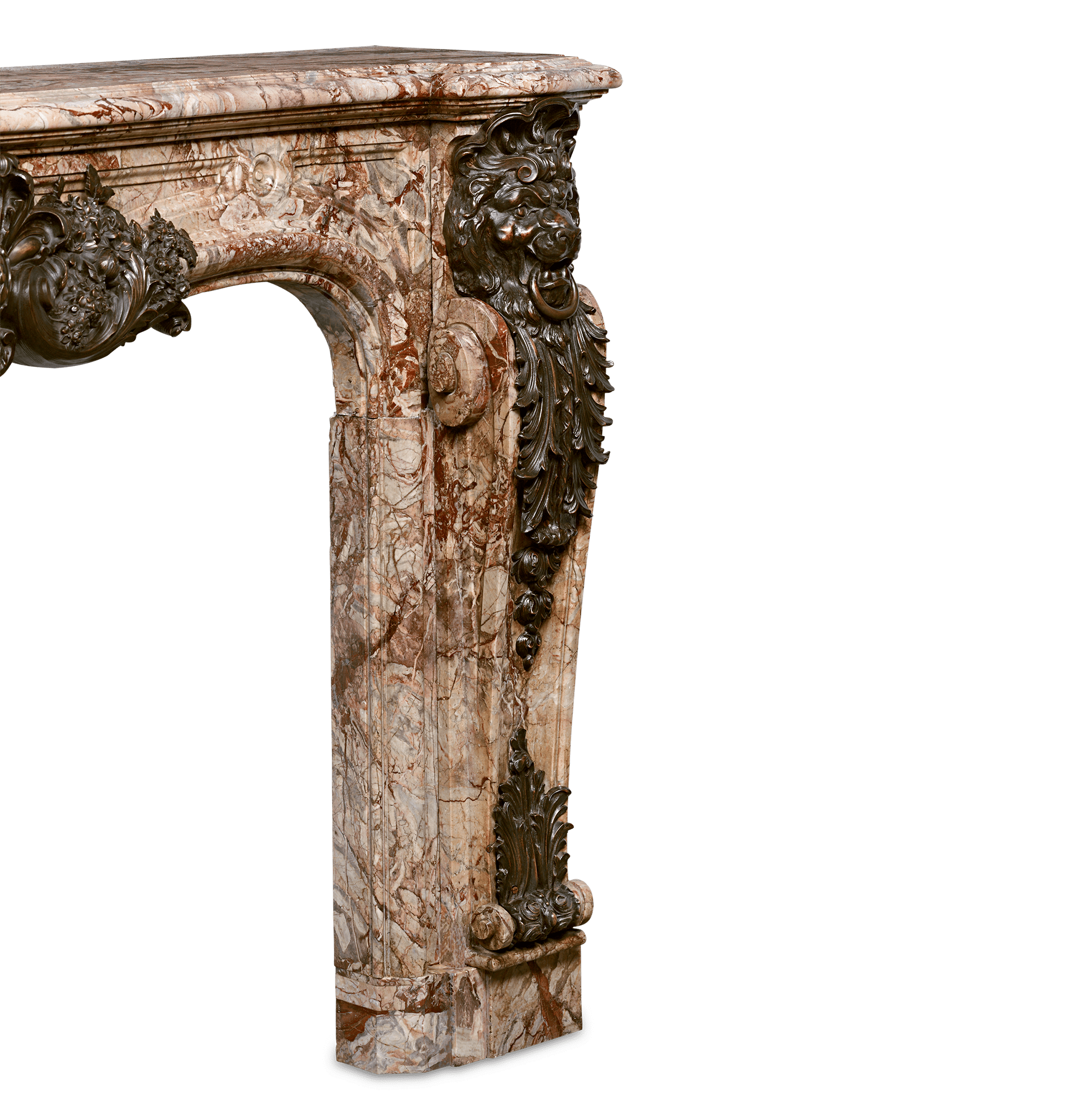 French Marble and Bronze Mantel