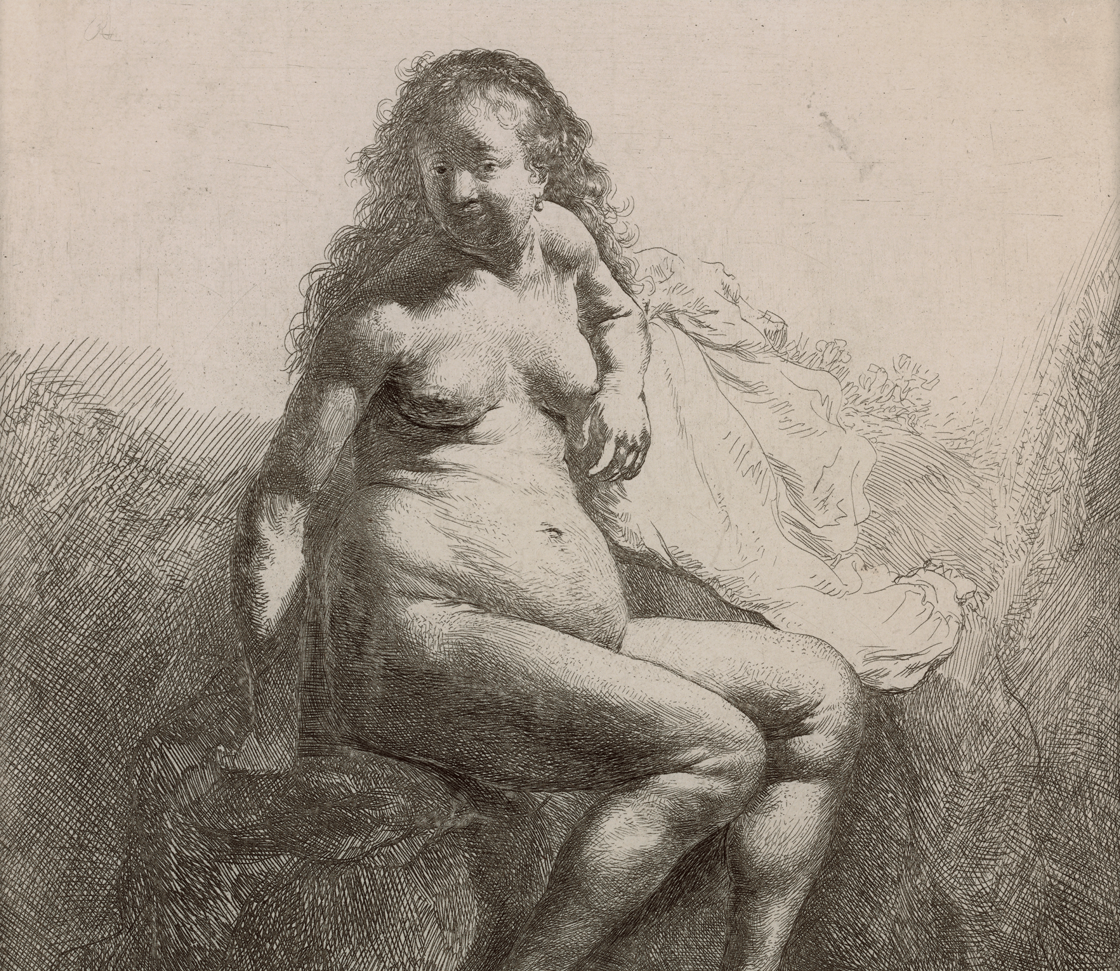 Naked Woman on a Mound by Rembrandt van Rijn