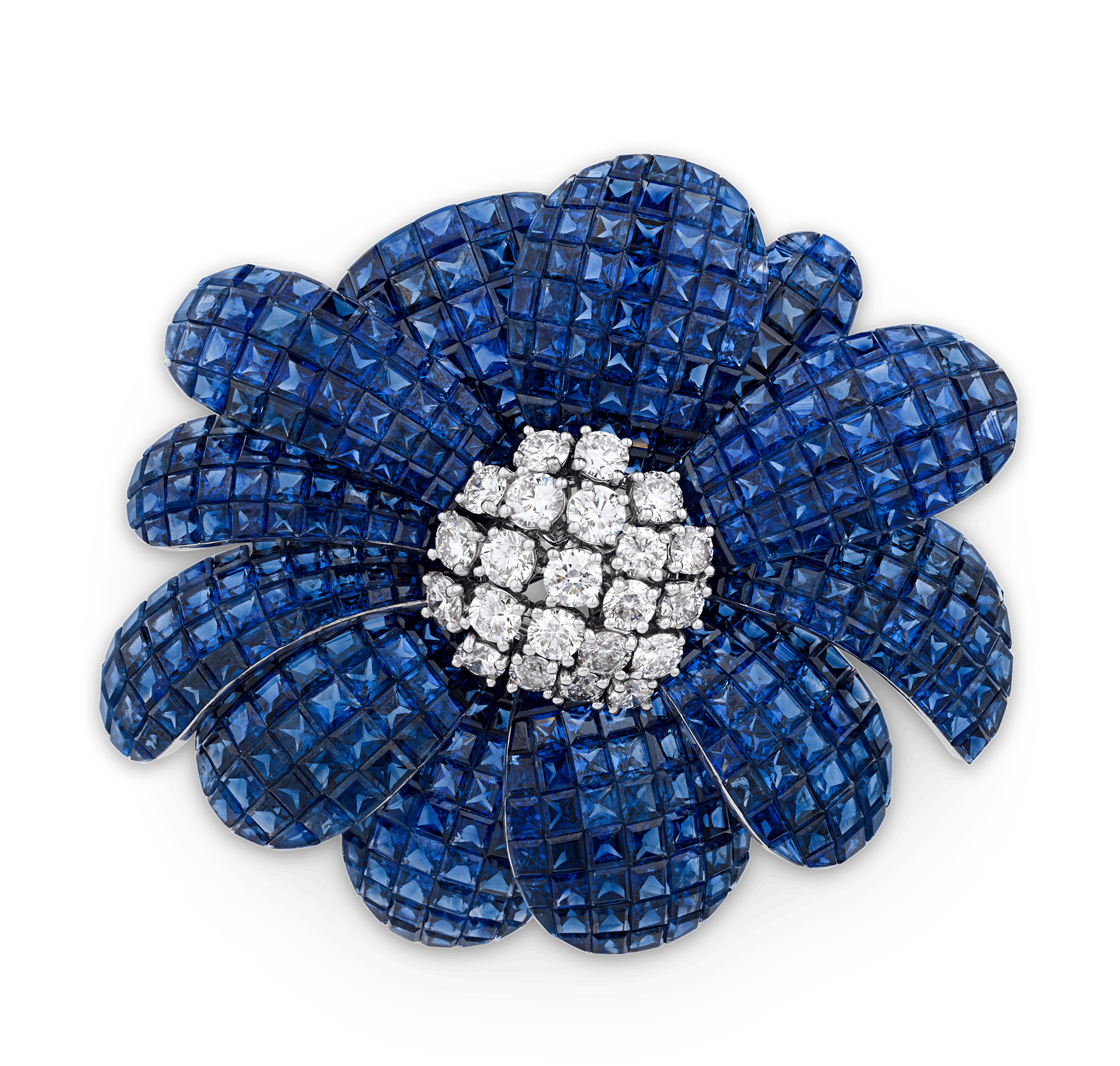 Sapphire Flower Brooch, 76.88 Carats