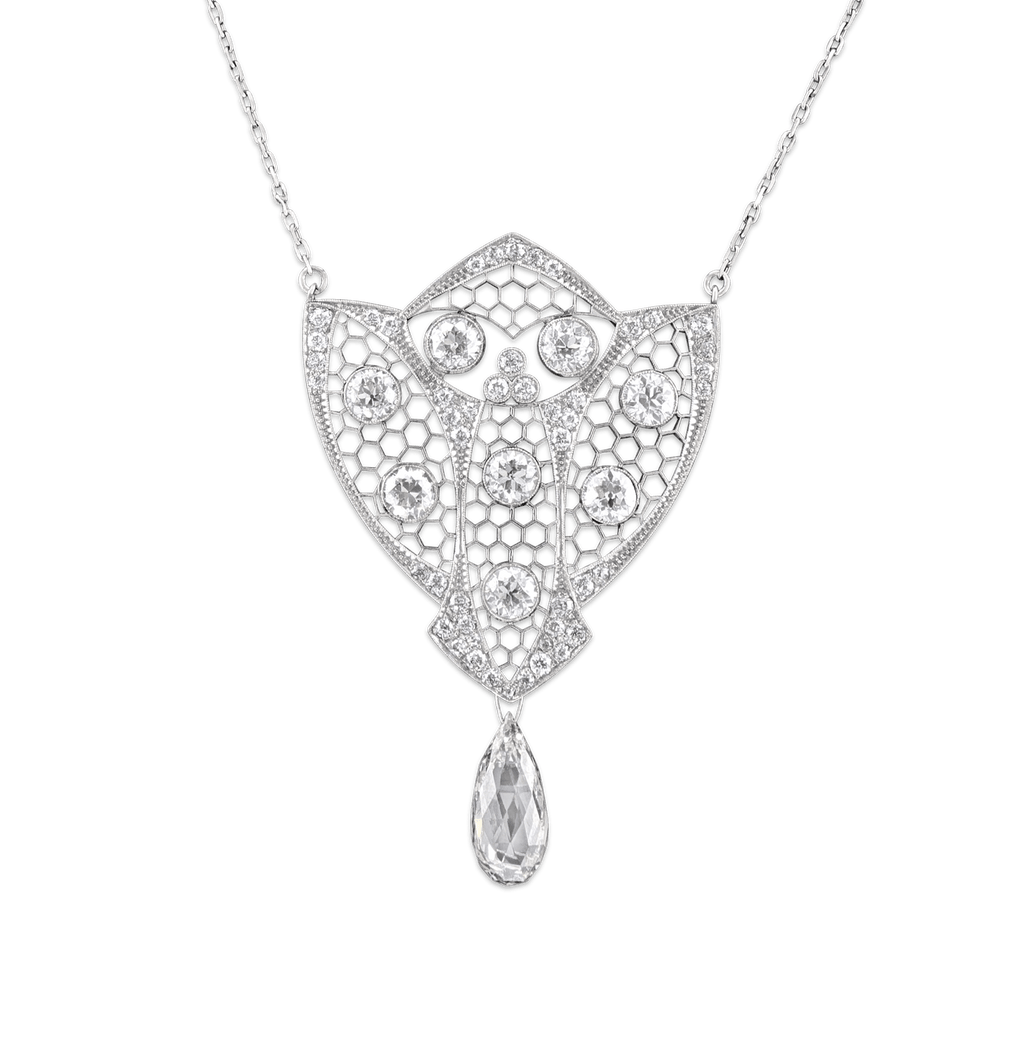 Edwardian Briolette Diamond Necklace, 4.29 Carats