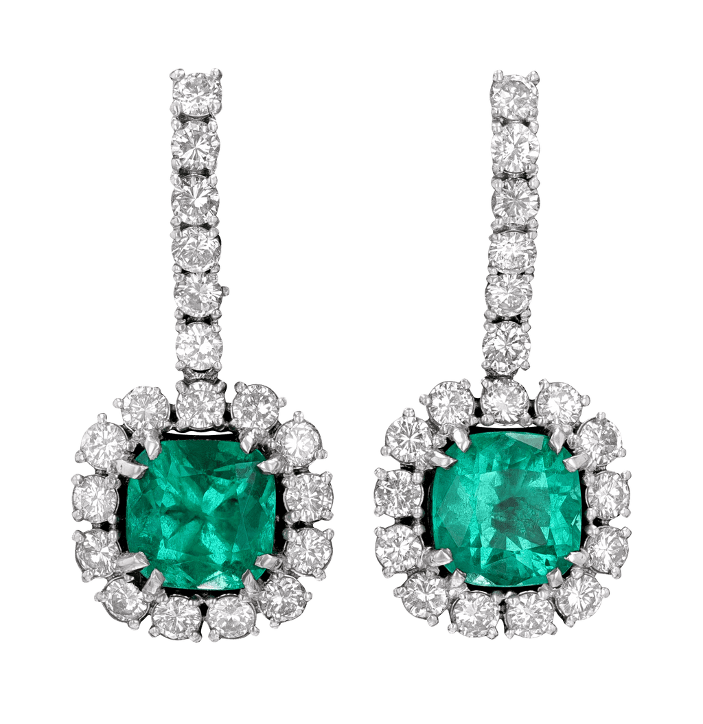 Emerald Drop Earrings, 3.94 carats