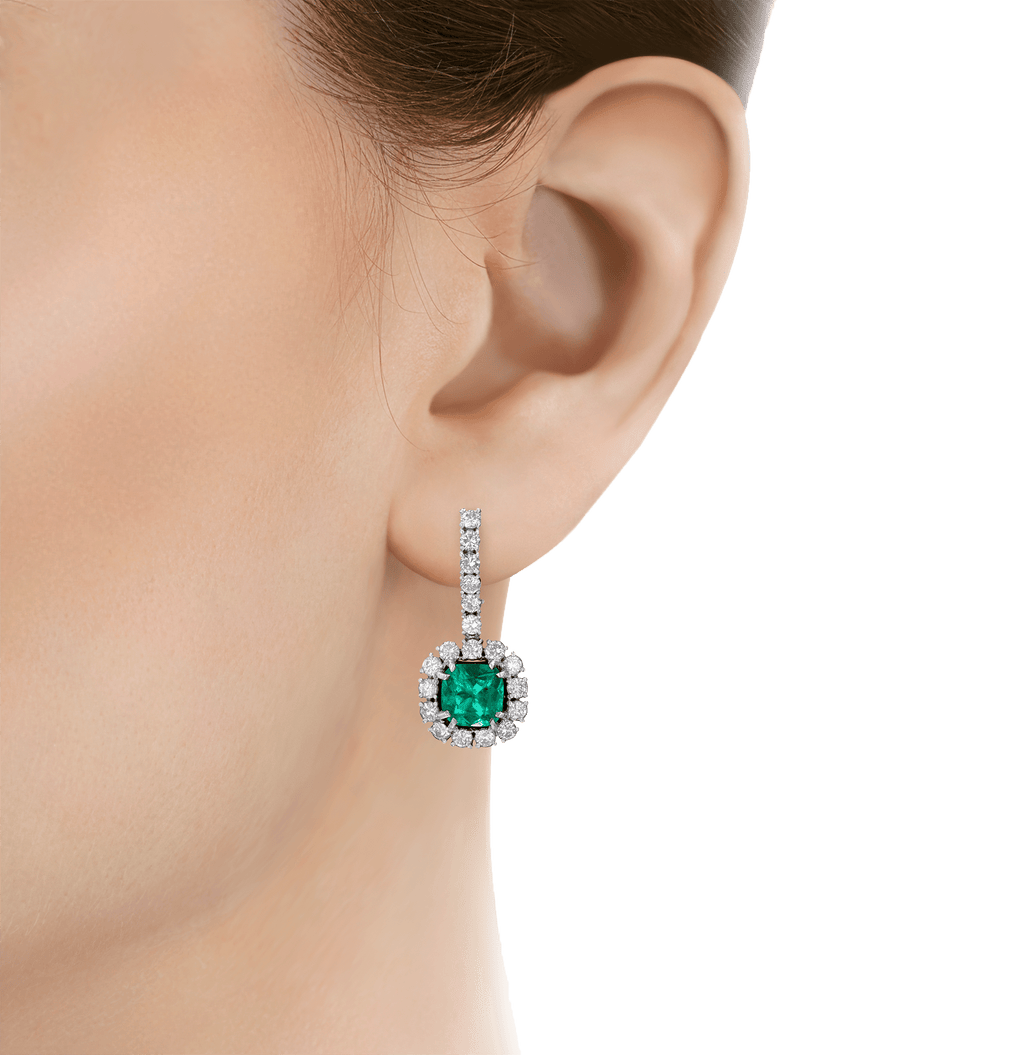 Emerald Drop Earrings, 3.94 carats