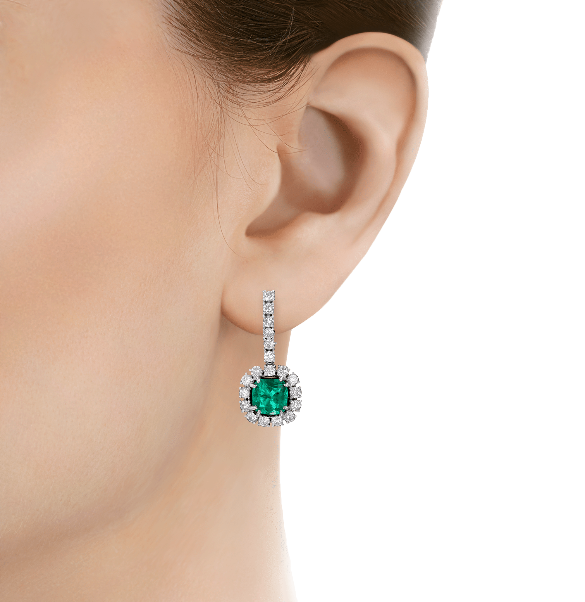 Emerald Drop Earrings, 3.94 carats