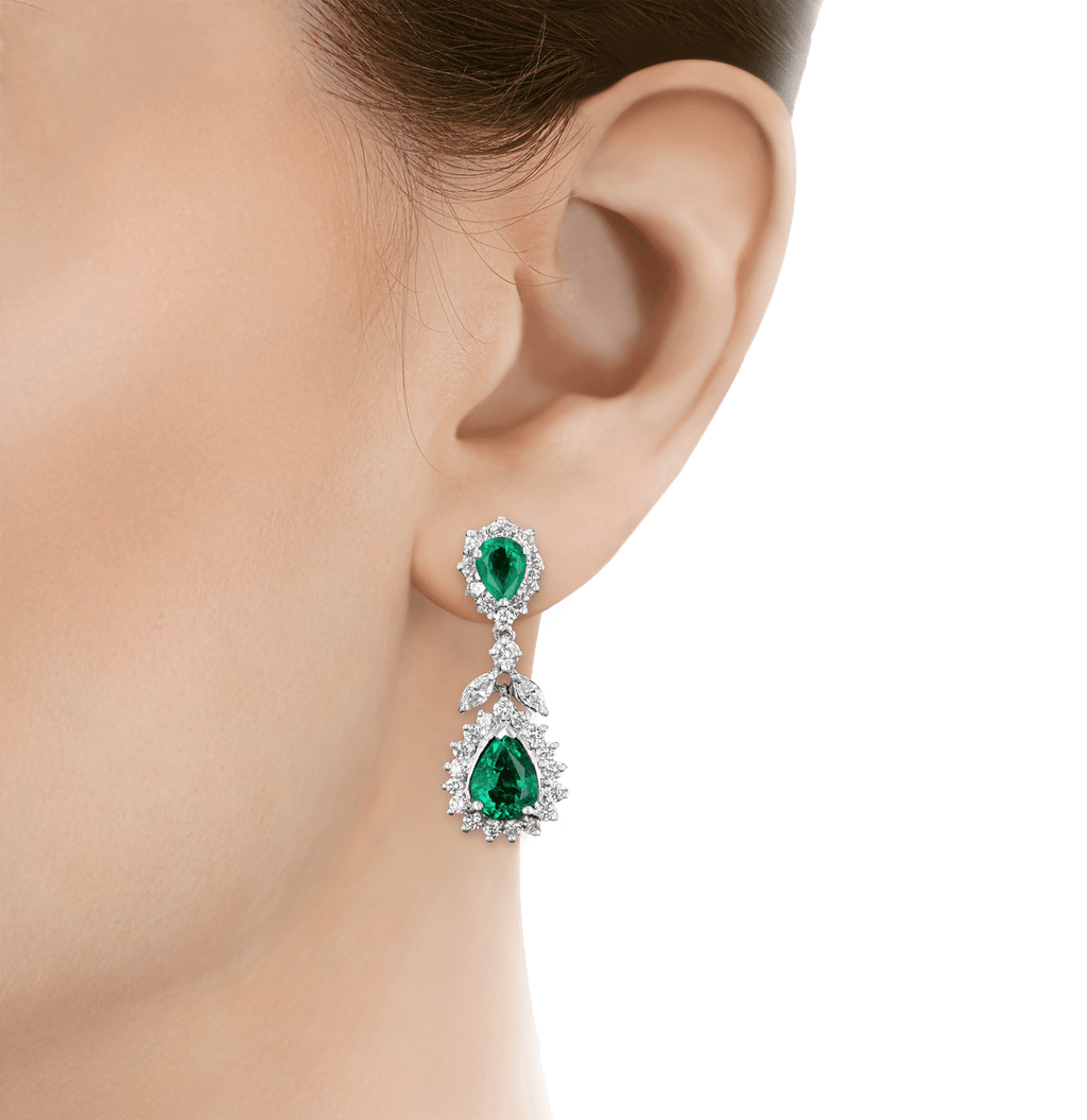 Emerald Earrings, 6.65 Carats
