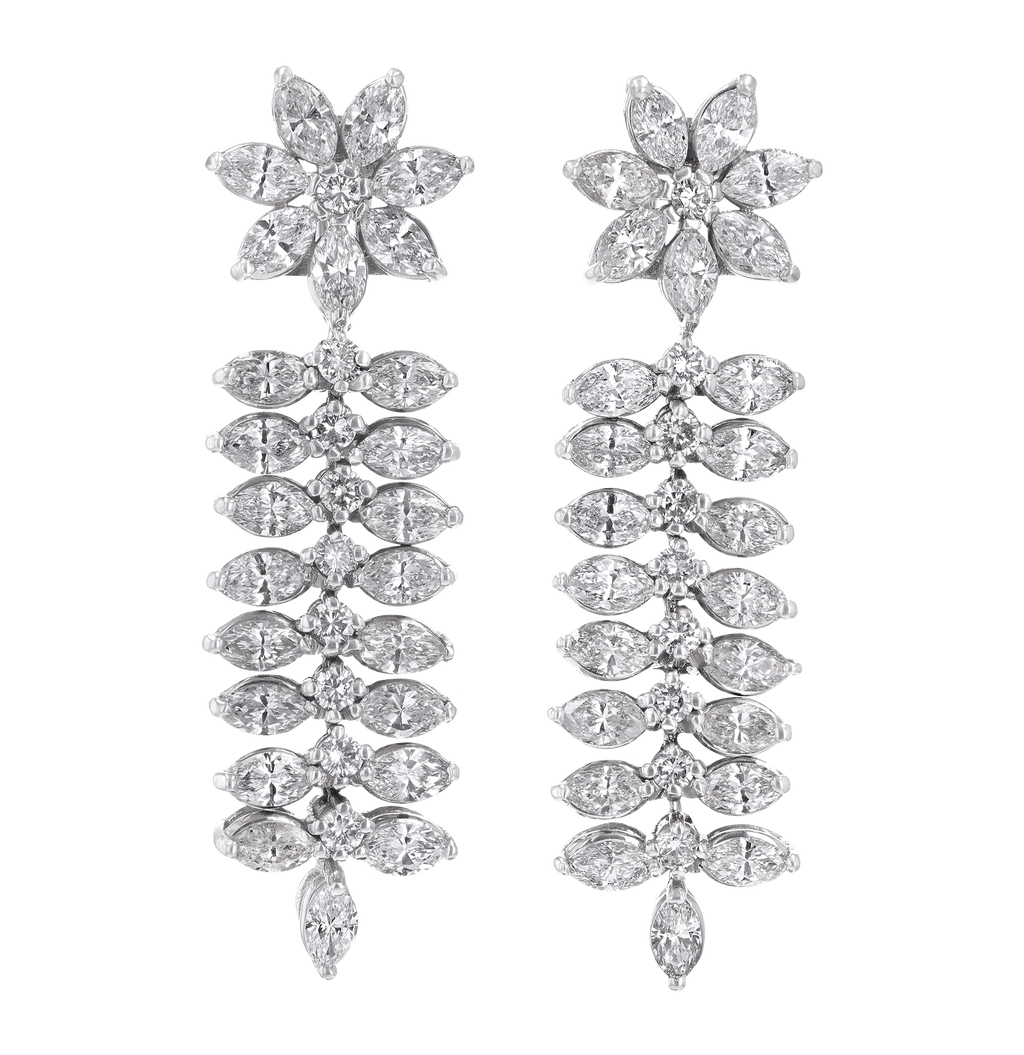 Diamond Dangle Earrings, 7.17 Carats
