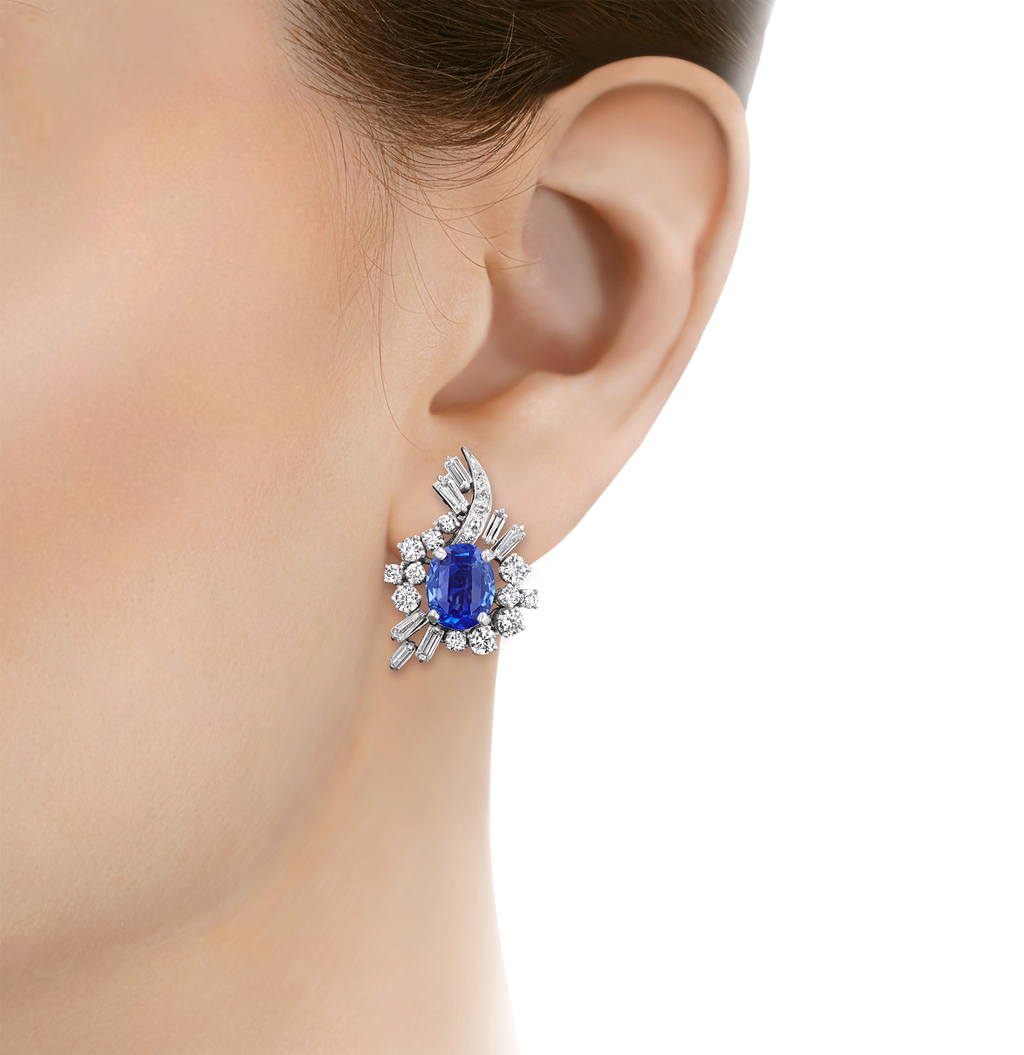 Unheated Ceylon Sapphire Earrings, 11.17 Carats