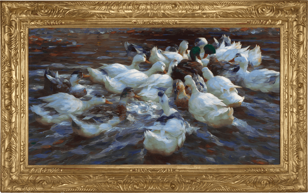 Sixteen Ducks in the Evening by Alexander Koester