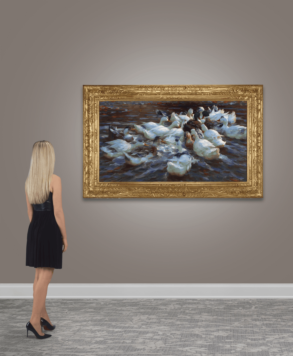 Sixteen Ducks in the Evening by Alexander Koester