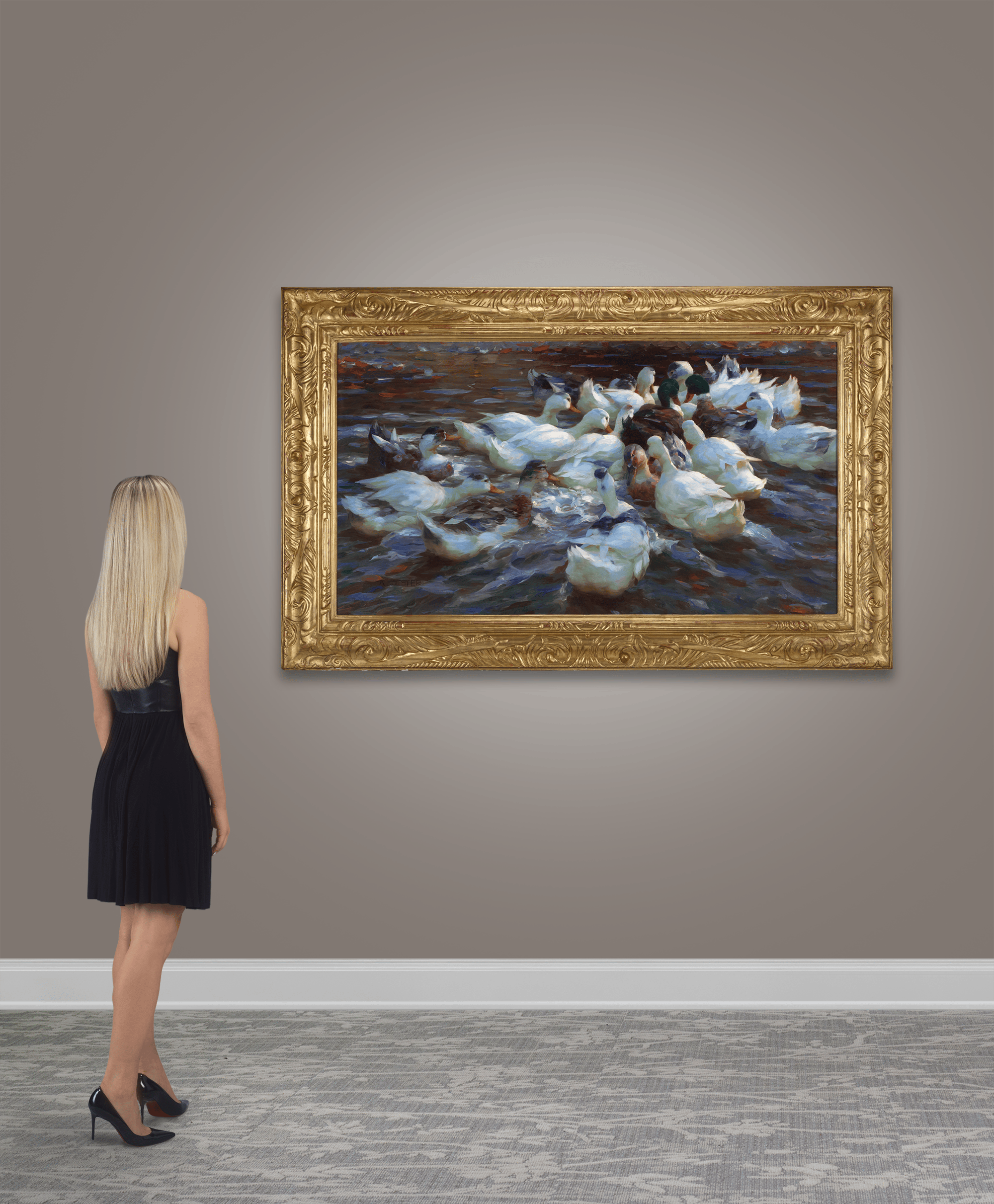 Sixteen Ducks in the Evening by Alexander Koester