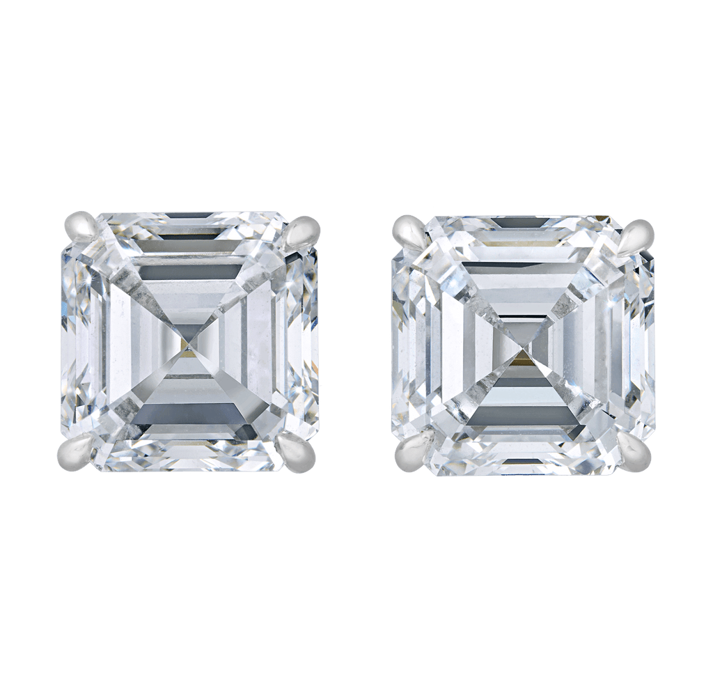 Asscher Cut Diamond Earrings, 6.02 Carats