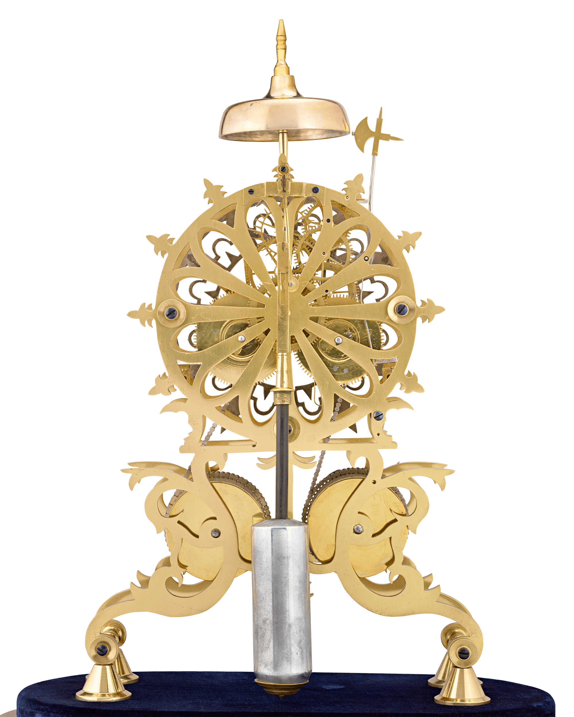 English Rose Window Skeleton Clock by Evans of Handsworth