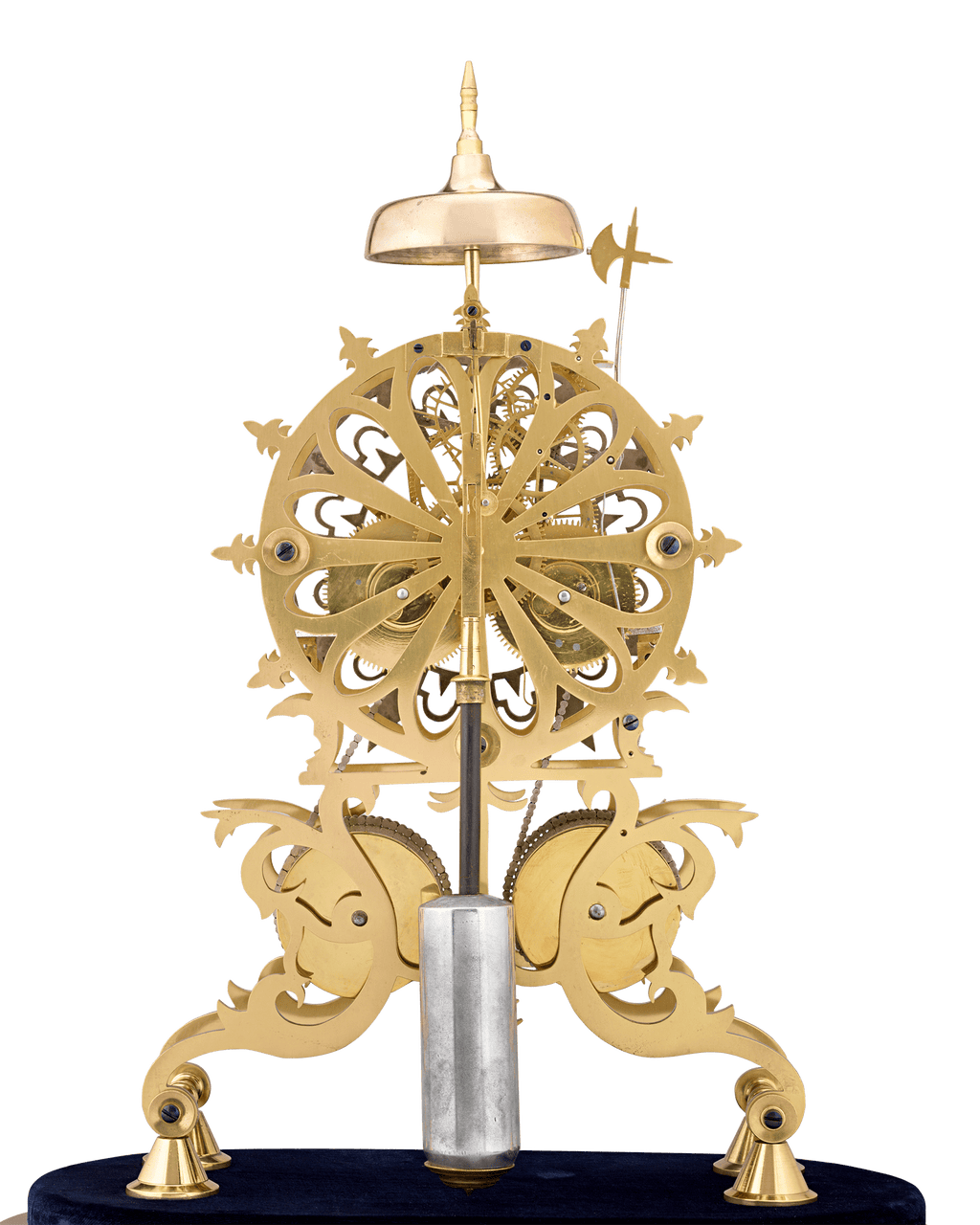 English Rose Window Skeleton Clock by Evans of Handsworth