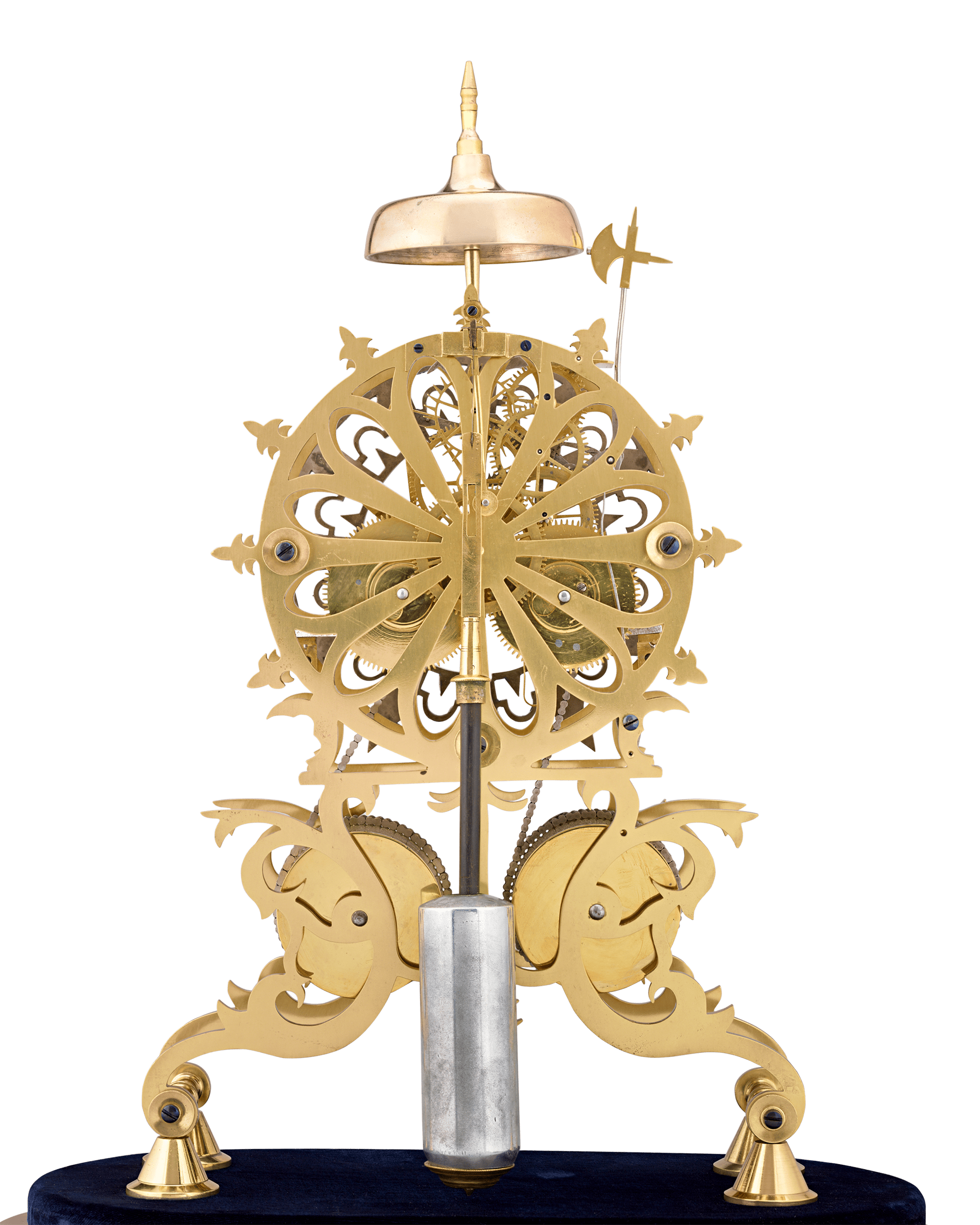 English Rose Window Skeleton Clock by Evans of Handsworth