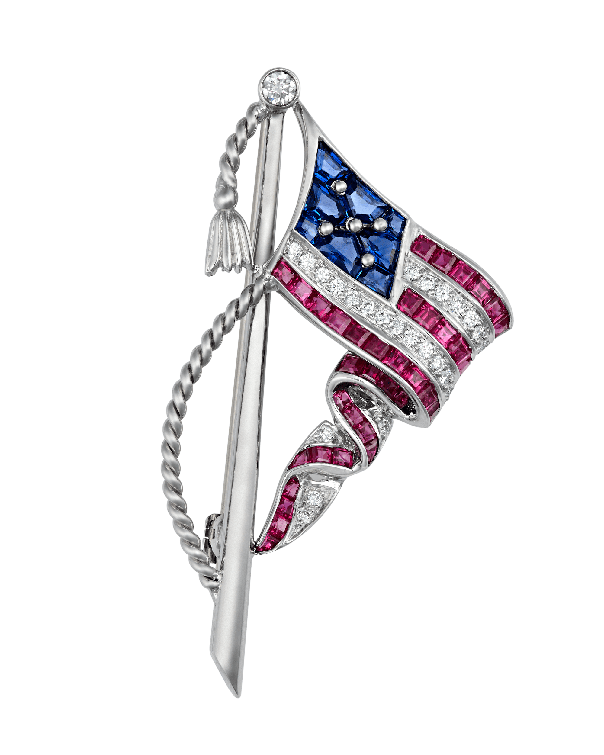 Oscar Heyman Gemstone American Flag Brooch