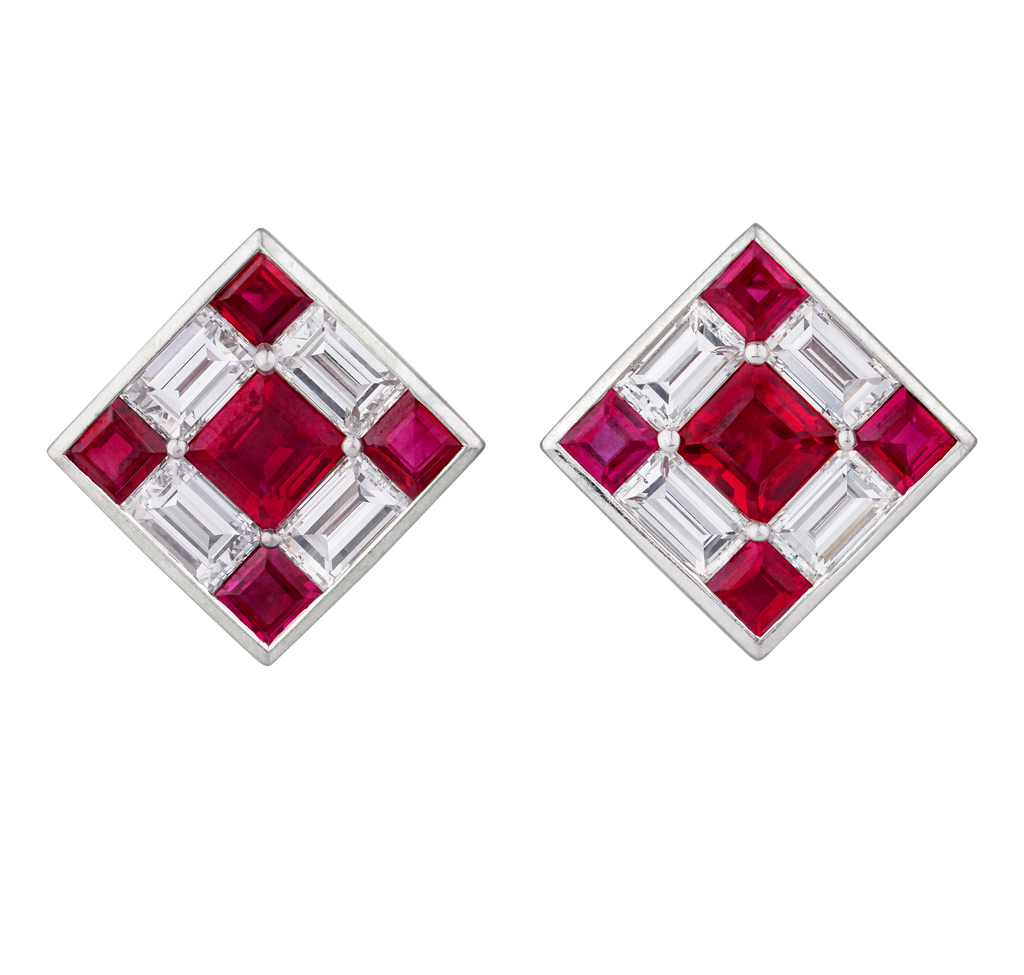 Ruby and Diamond Dice Earrings