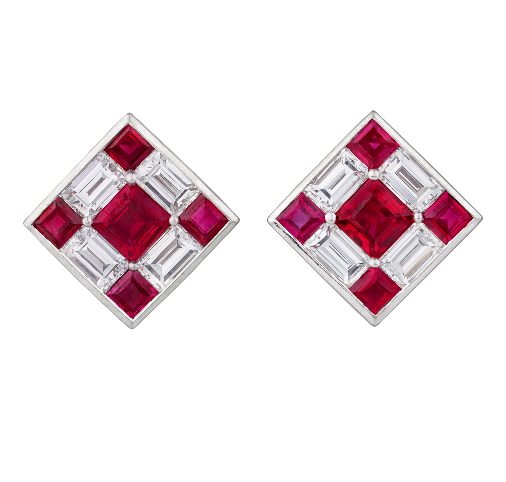 Ruby and Diamond Dice Earrings