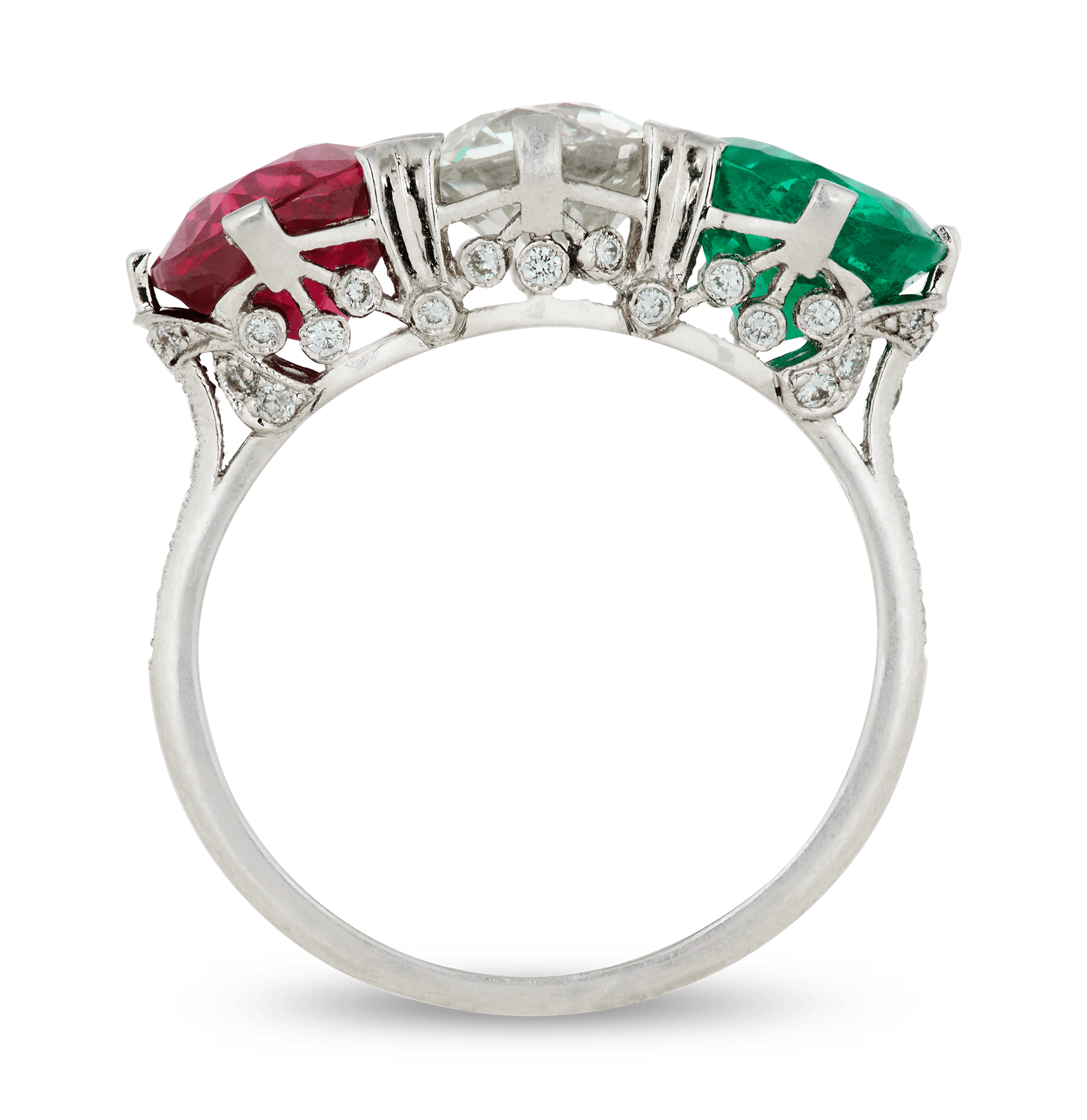 Ruby, Diamond and Emerald Ring
