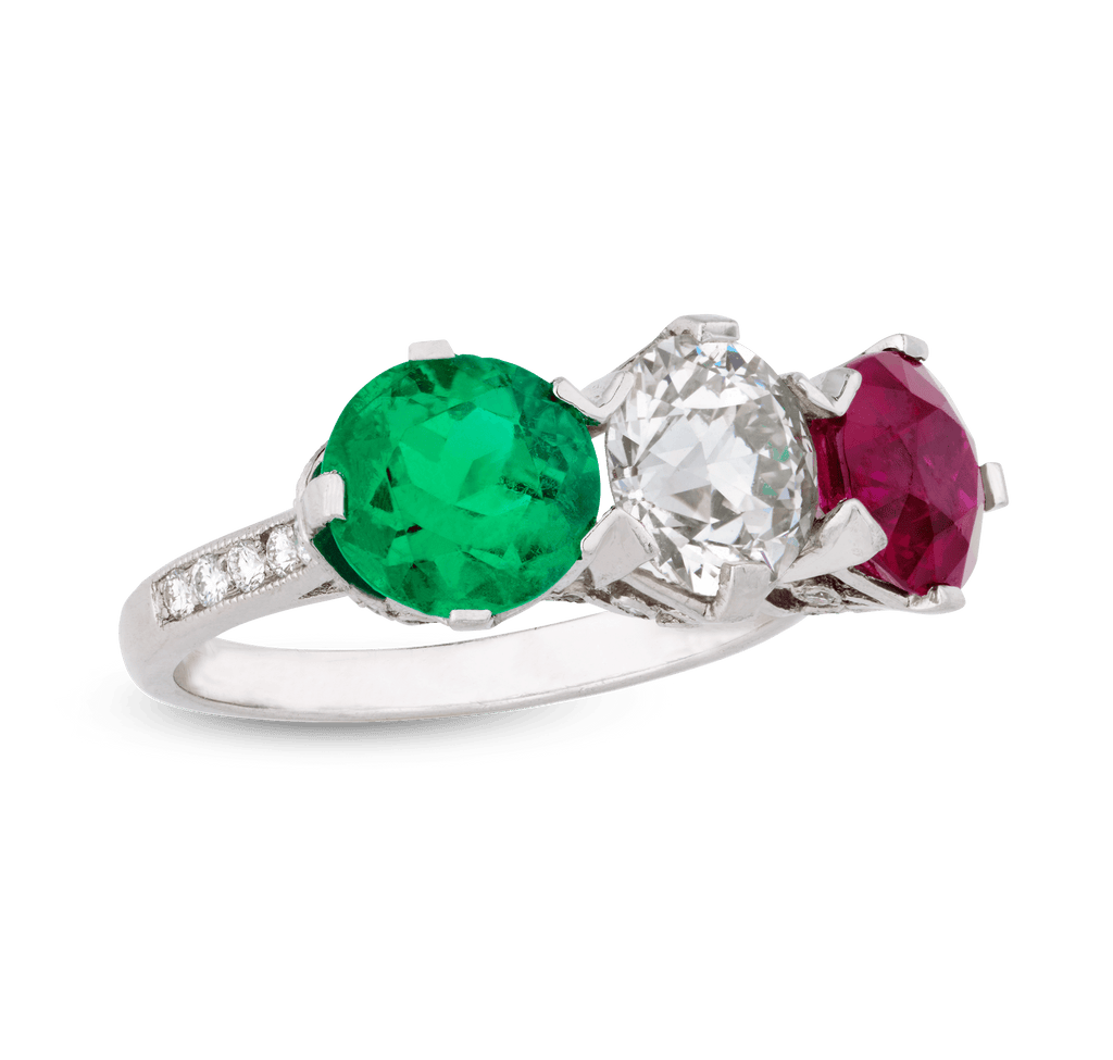 Ruby, Diamond and Emerald Ring