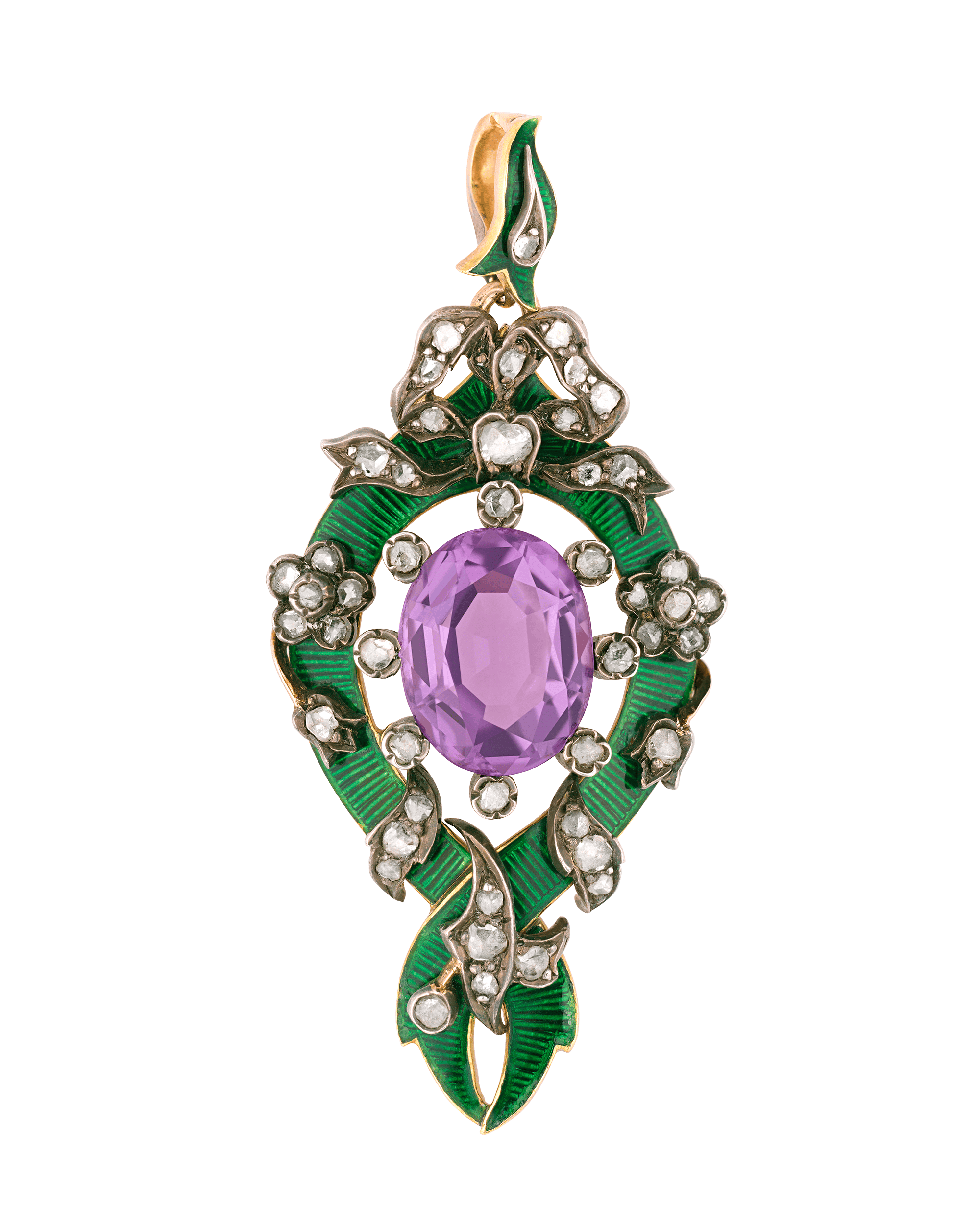 Edwardian Amethyst Suffragette Pendant