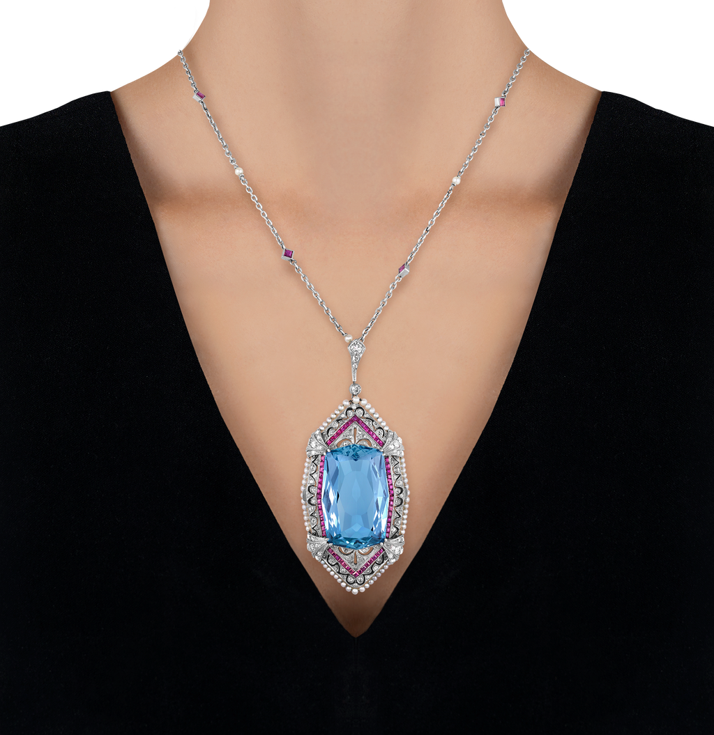 Tiffany & Co. Aquamarine Pendant Necklace, 40.00 carats