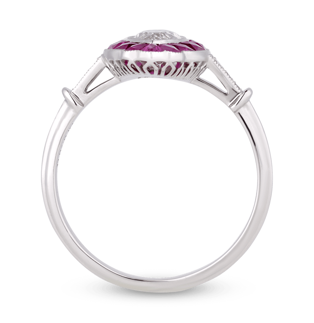 Marquise Diamond and Ruby Ring