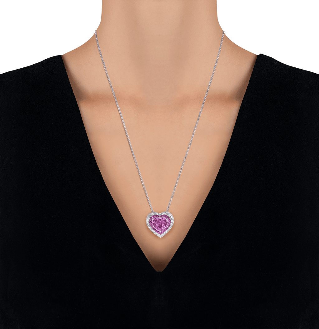 Untreated Heart-Shaped Pink Sapphire Pendant, 3.04 Carats