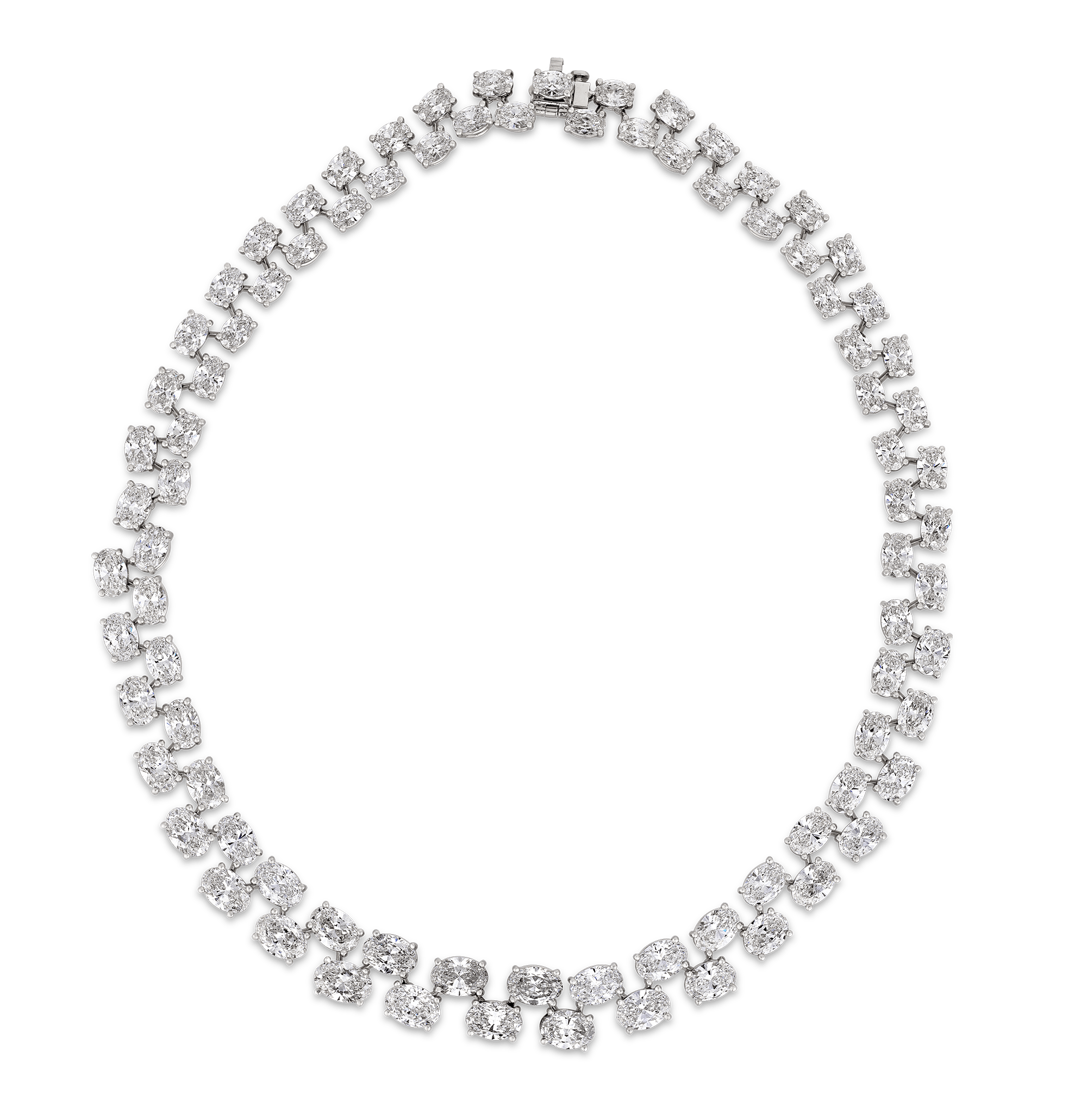 Double-Line Diamond Necklace, 57.80 carats