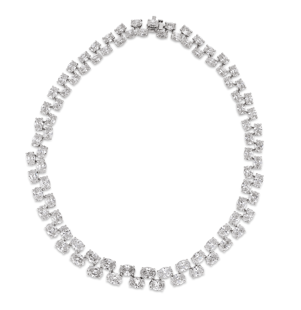 Double-Line Diamond Necklace, 57.80 carats