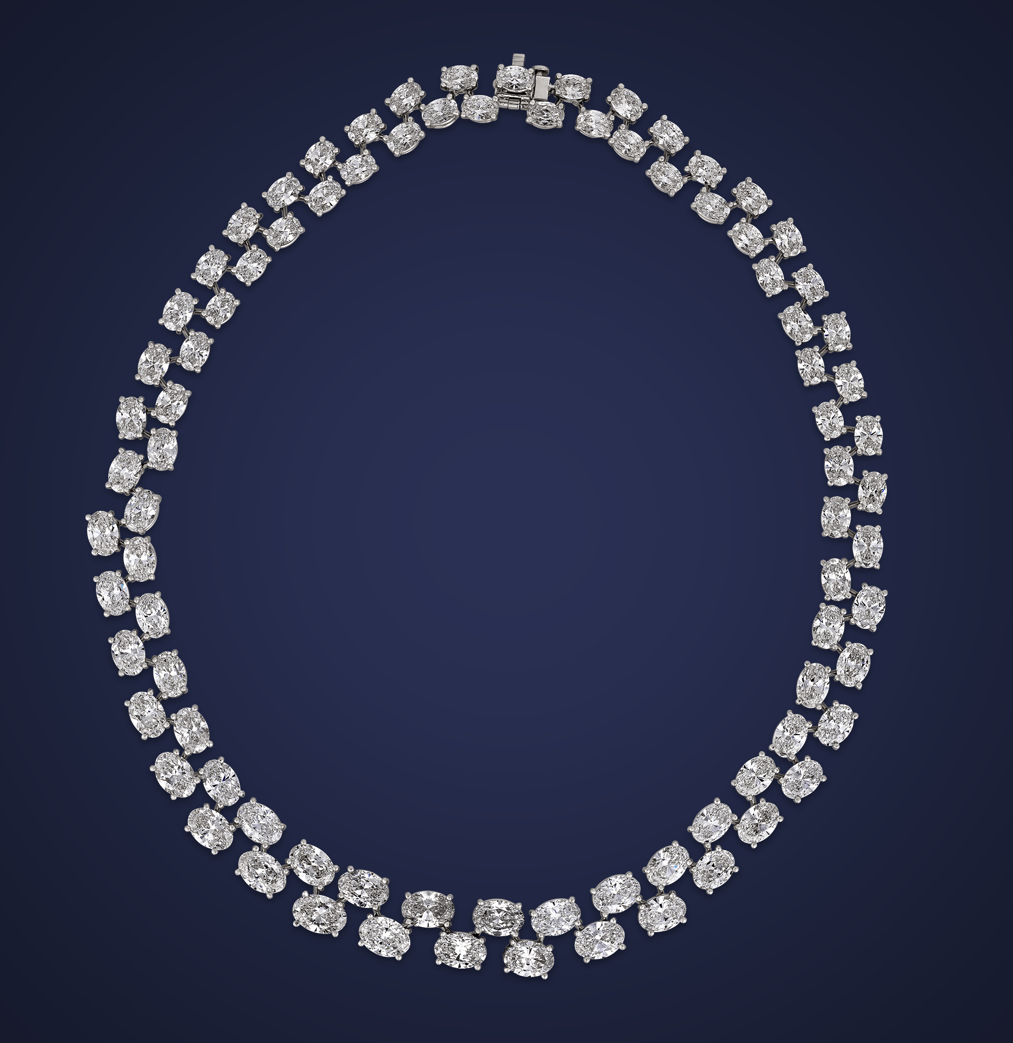 Double-Line Diamond Necklace, 57.80 carats