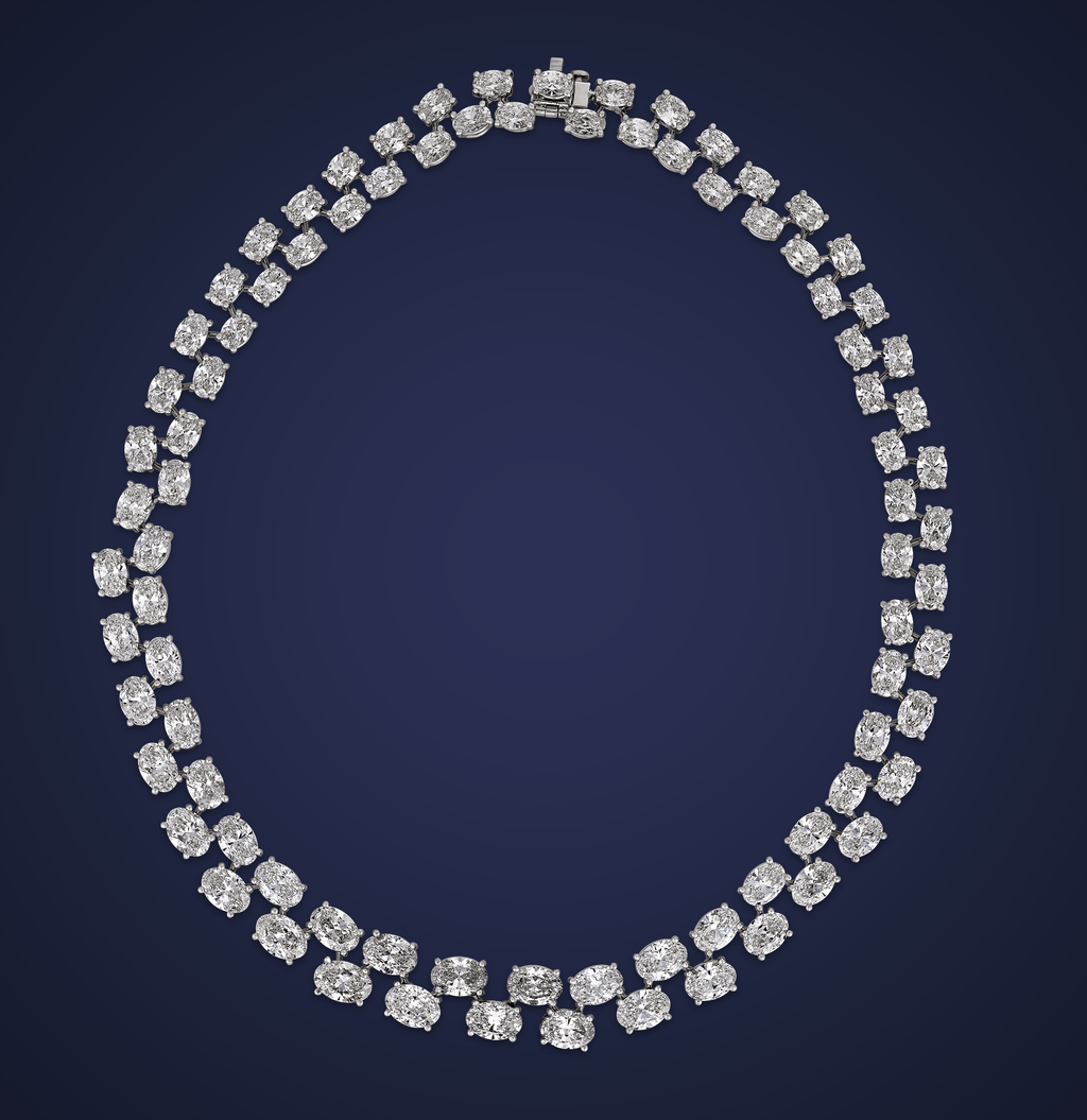 Double-Line Diamond Necklace, 57.80 carats
