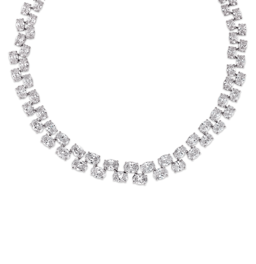 Double-Line Diamond Necklace, 57.80 carats