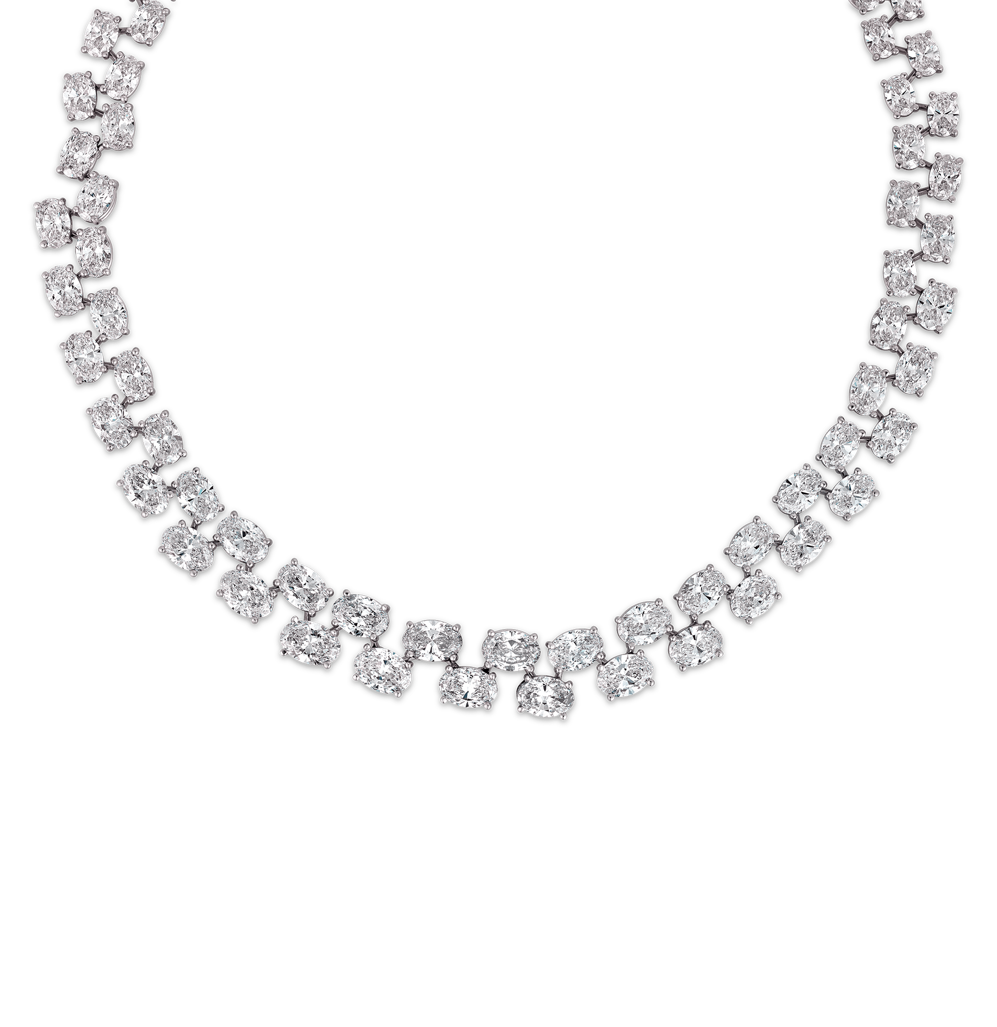 Double-Line Diamond Necklace, 57.80 carats
