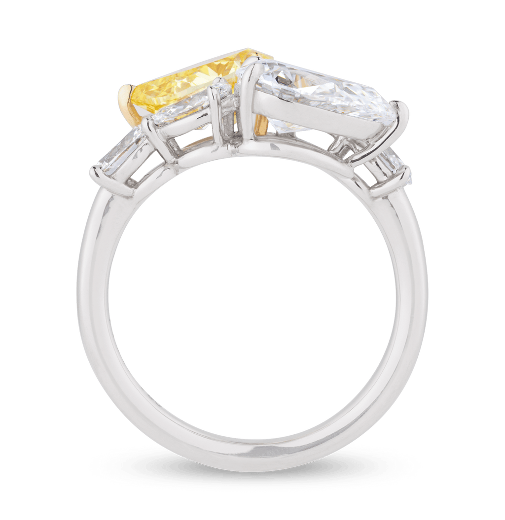 Fancy Vivid Yellow and White Diamond Bypass Ring