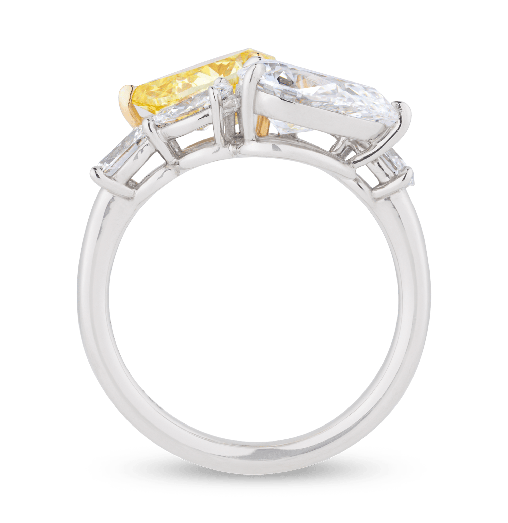 Fancy Vivid Yellow and White Diamond Bypass Ring