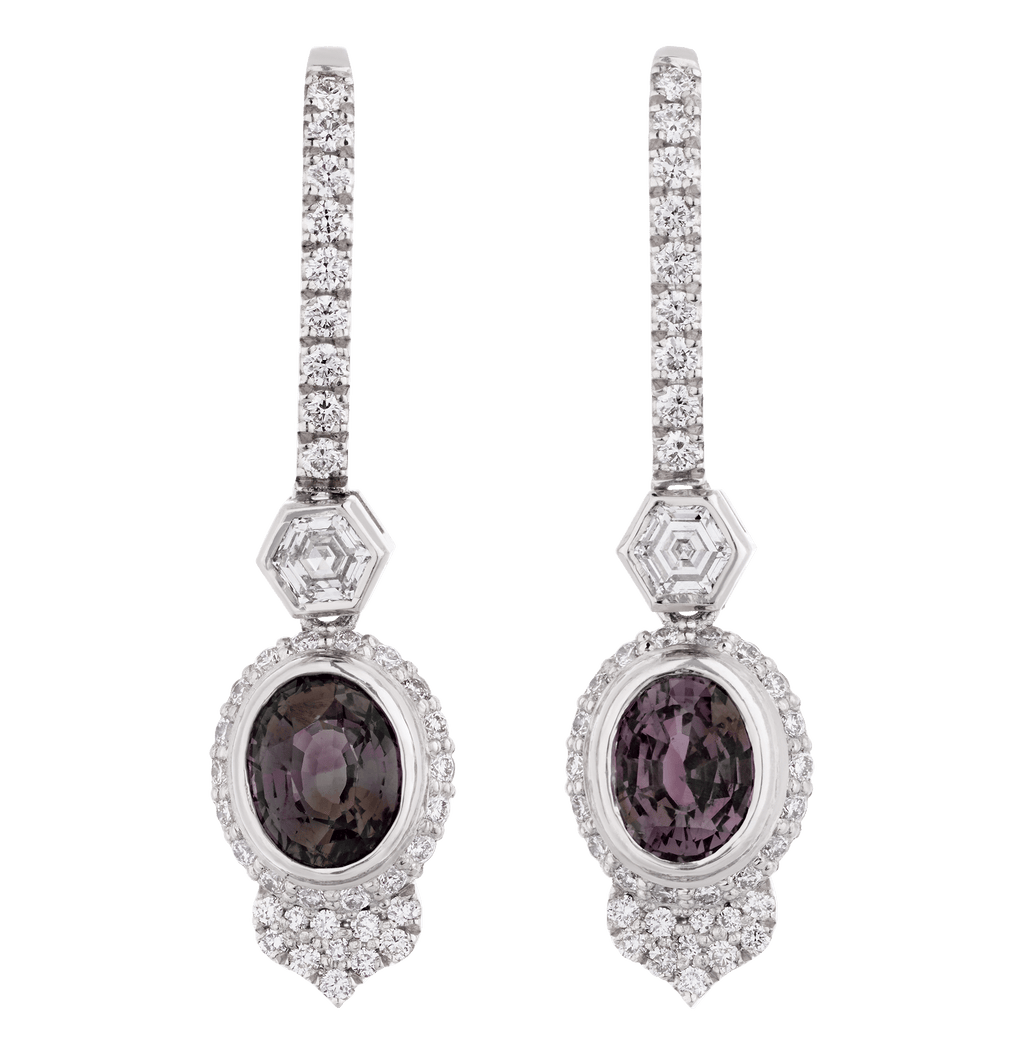 Color-Change Alexandrite Earrings, 2.94 Carats
