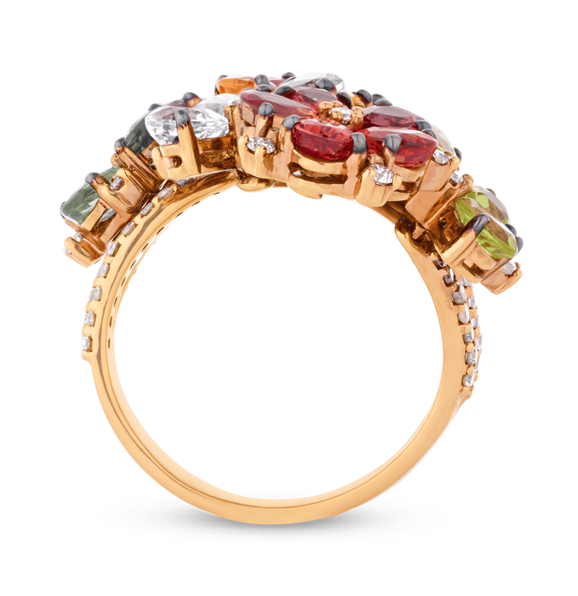 Multi-Color Sapphire Bypass Ring, 6.35 Carats