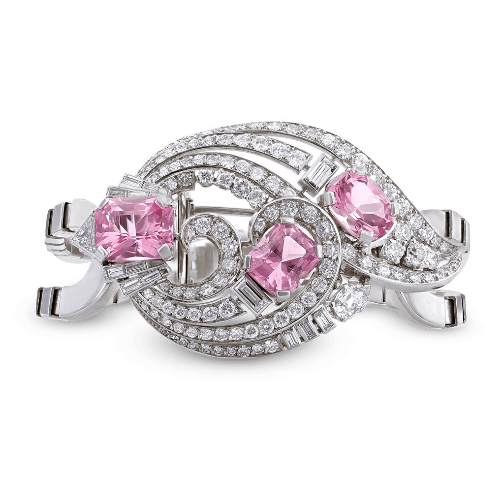 Convertible Diamond and Morganite Bracelet and Brooch