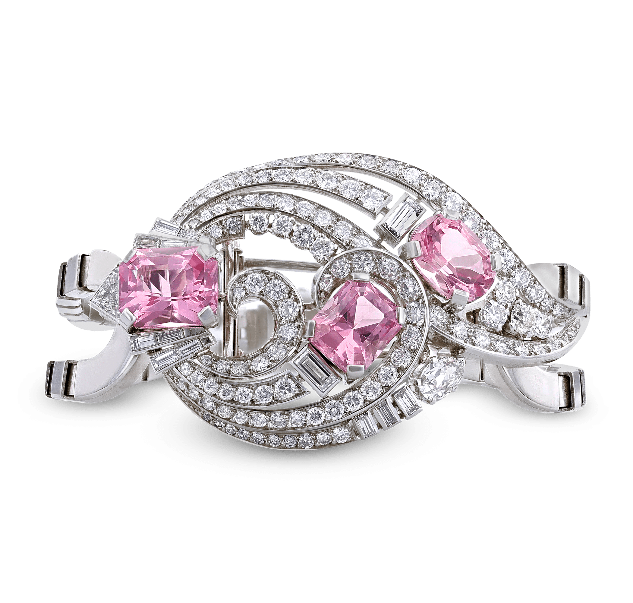 Convertible Diamond and Morganite Bracelet and Brooch