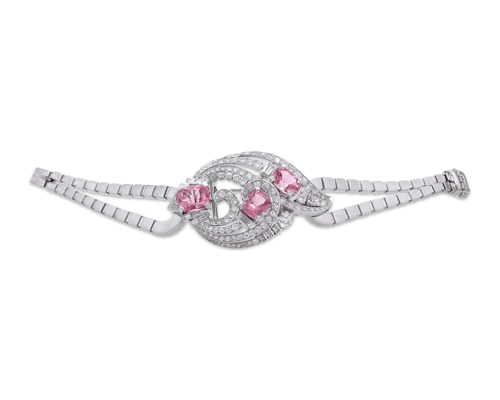 Convertible Diamond and Morganite Bracelet and Brooch