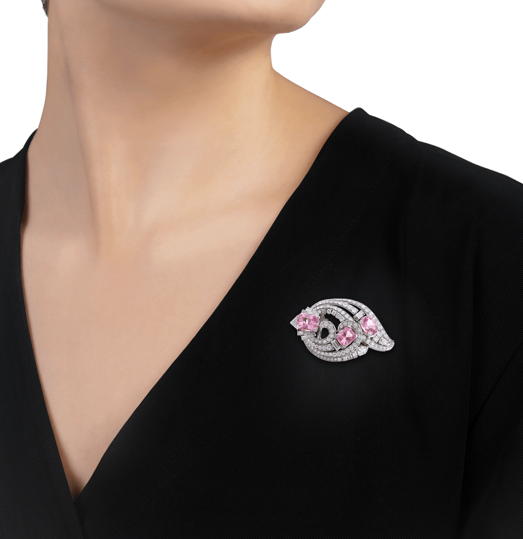 Convertible Diamond and Morganite Bracelet and Brooch