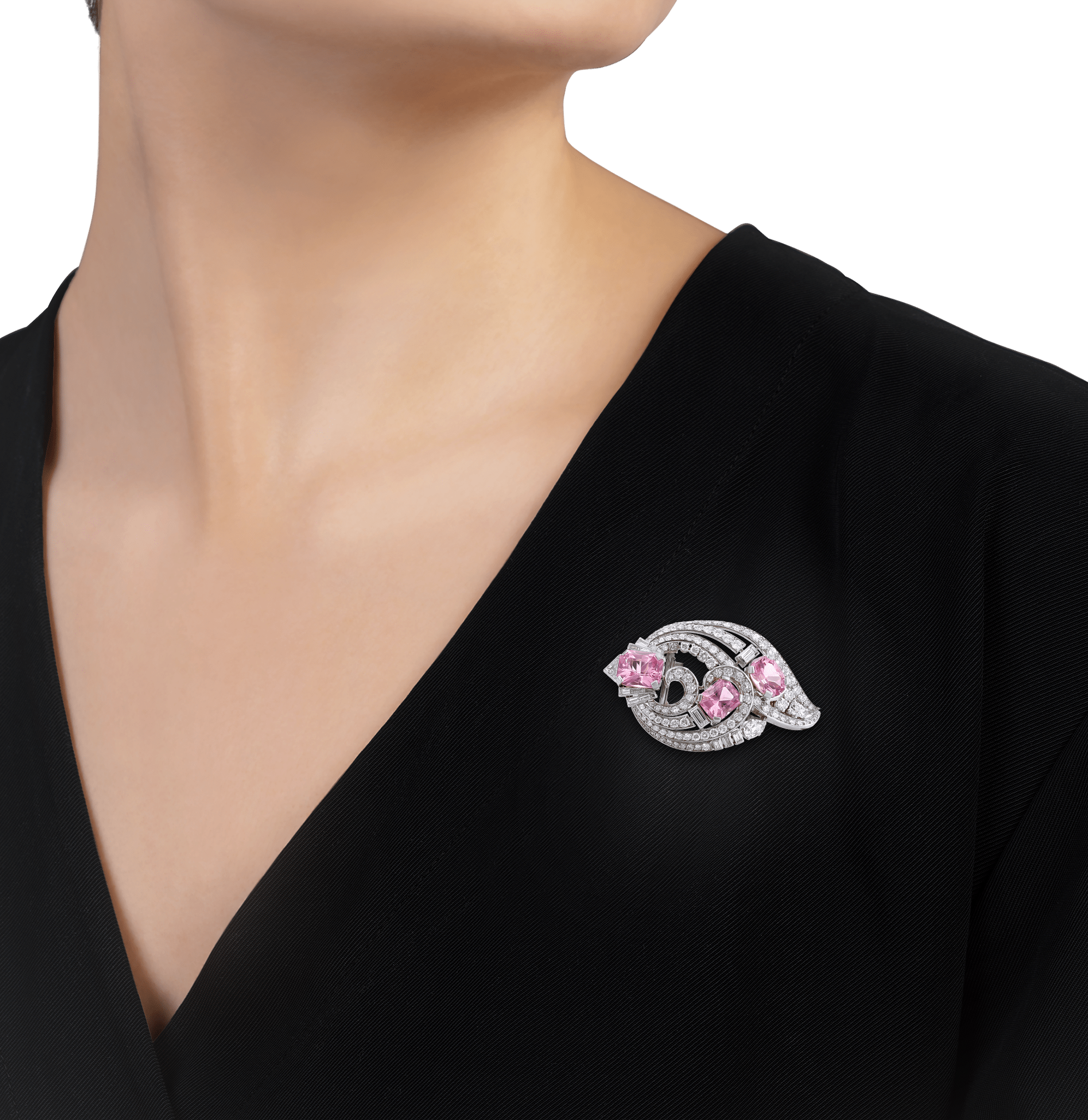 Convertible Diamond and Morganite Bracelet and Brooch