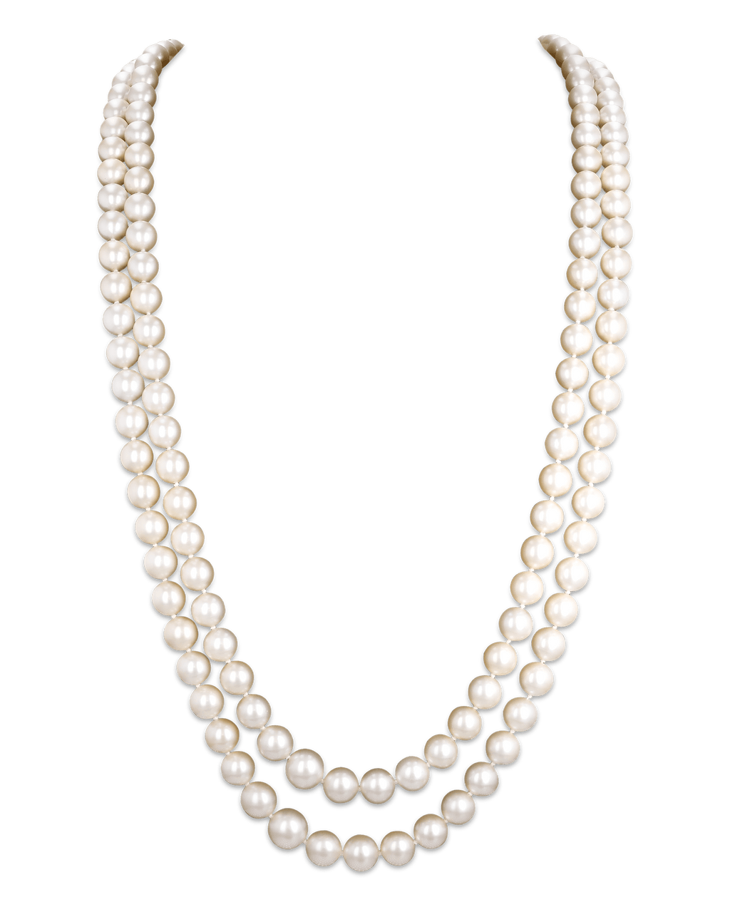 Double-Strand Pearl Necklace with Diamond Clasp